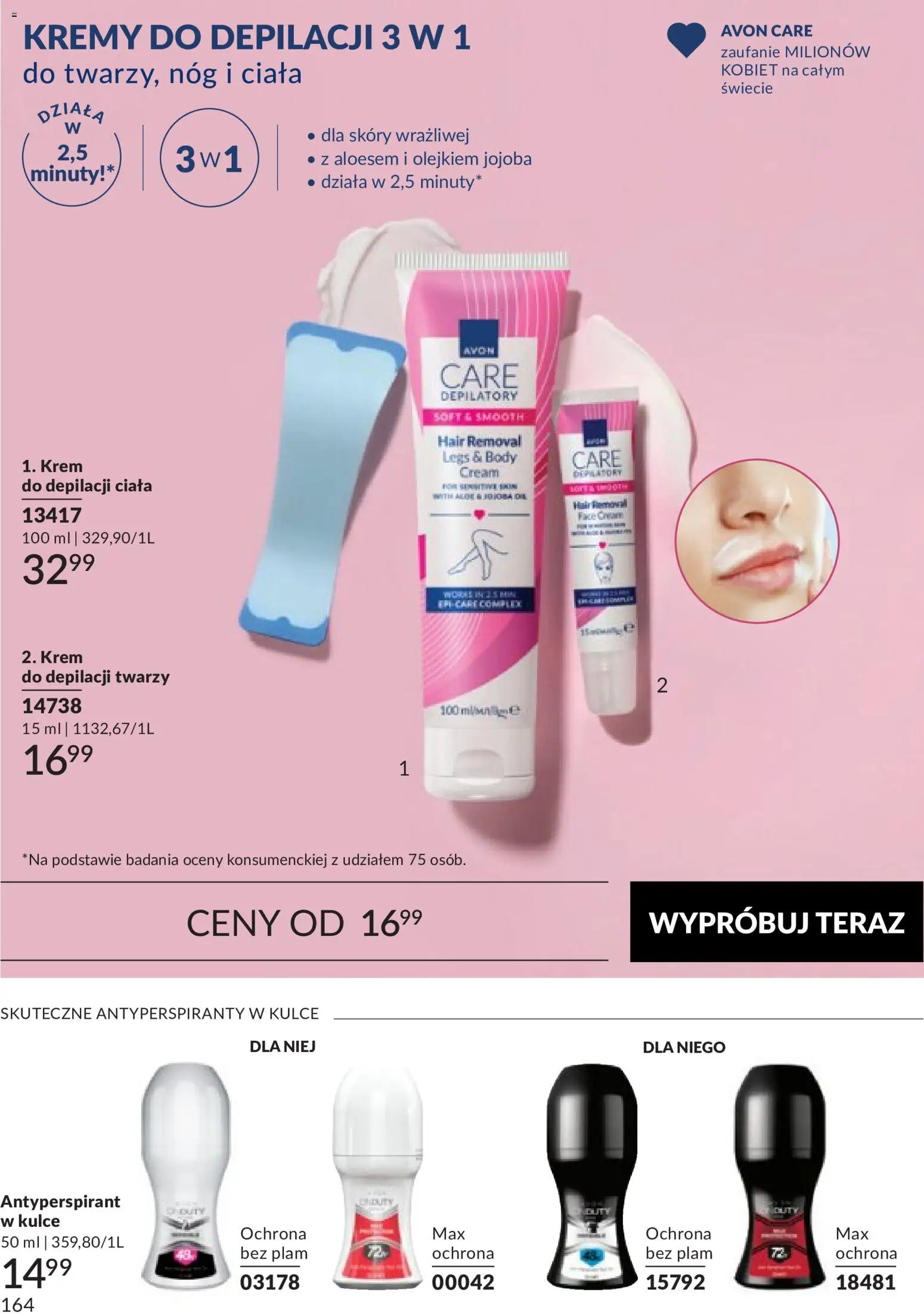Avon Katalog 9 2026 od 01.09.2026 | Strona: 164 | Produkty: Body, Krem, Antyperspirant, Krem do depilacji