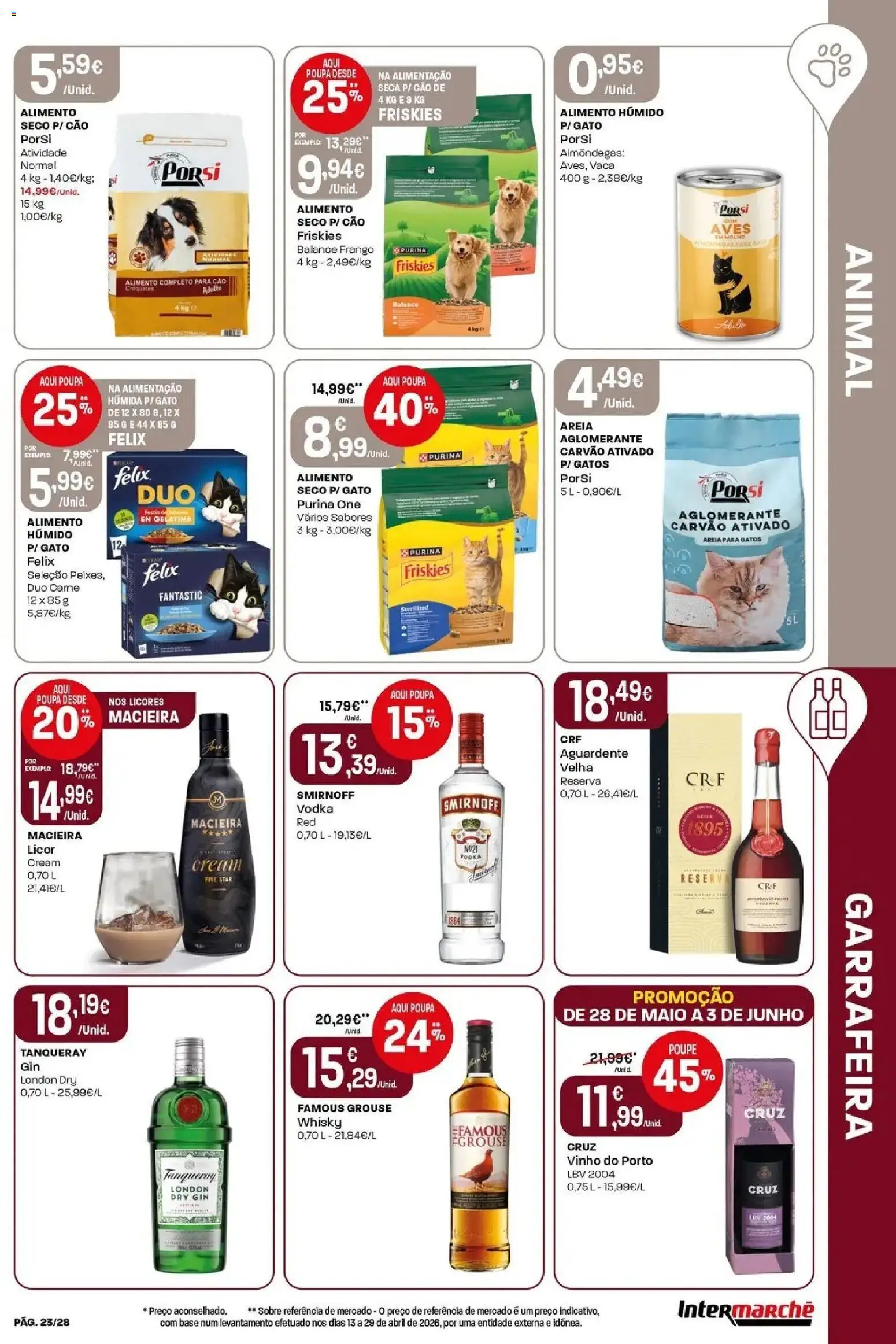 Intermarché - Isto é que são preços BAIXOS │ válido de 28.05.2026 | Página: 23 | Produtos: Whisky, Frango, Vinho, Gin