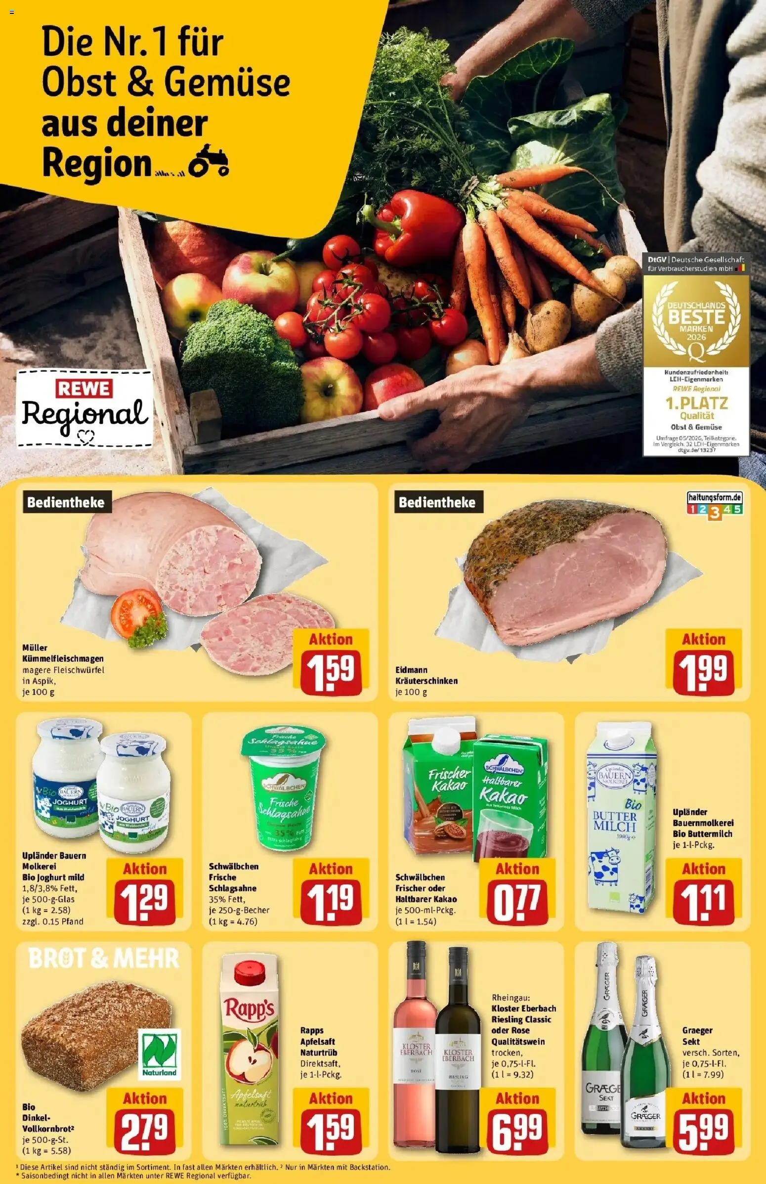 REWE Prospekt ab 07.09.2026 zum Blättern » Angebote | Seite: 22 | Produkte: Milch, Joghurt, Sekt, Brot