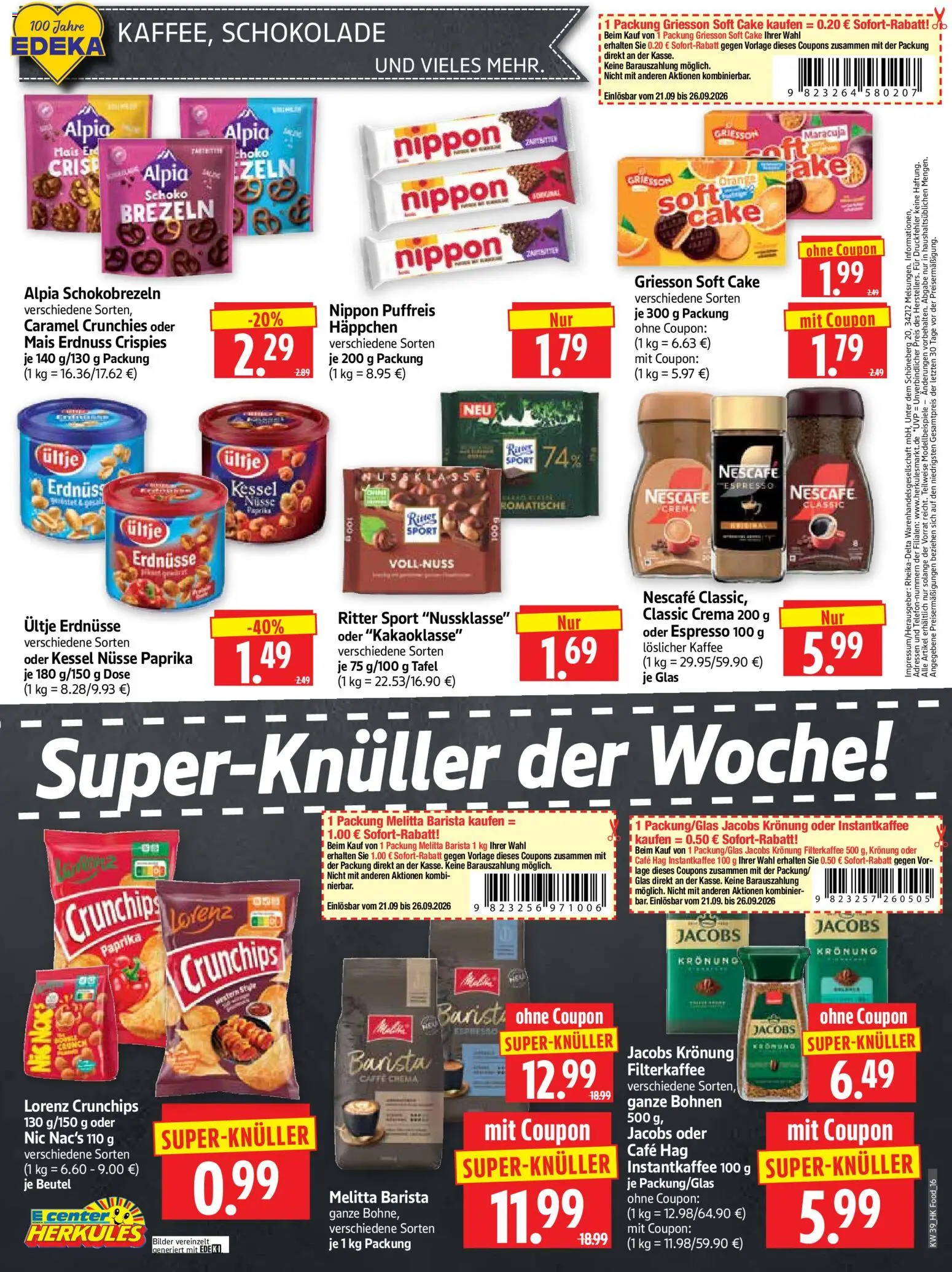 HERKULES Prospekt – gültig ab 21.09.2026 | Seite: 16 | Produkte: Melitta, Mais, Ultje erdnusse, Nüsse