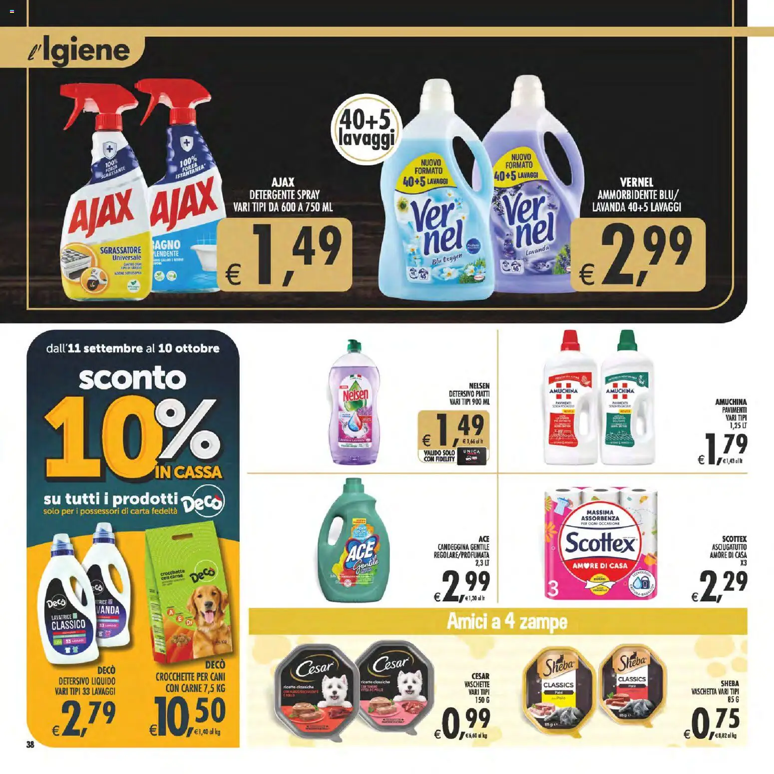 Volantino Decò del 22/09/2026 | Pagina: 38 | Prodotti: Candeggina, Sgrassatore, Lavanda, Vaschette