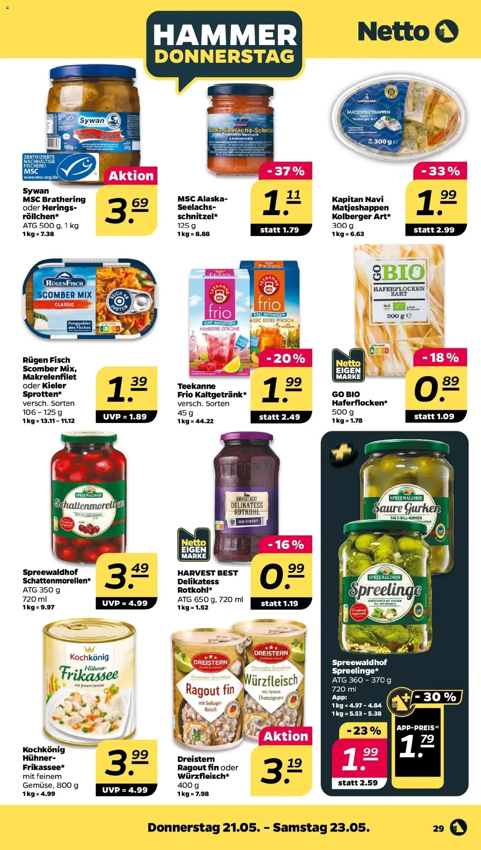 Netto Wochenangebote – gültig ab 18.05.2026 | Seite: 33 | Produkte: Fisch, Gemüse, Pfirsich, Teekanne