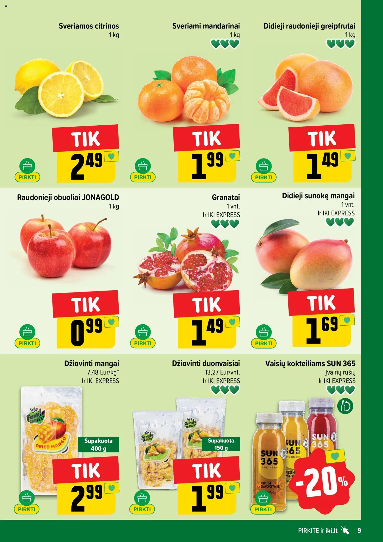 IKI akcijos nuo 2026.07.13 | Puslapis: 9 | Prekių: Obuoliai, Mandarinai
