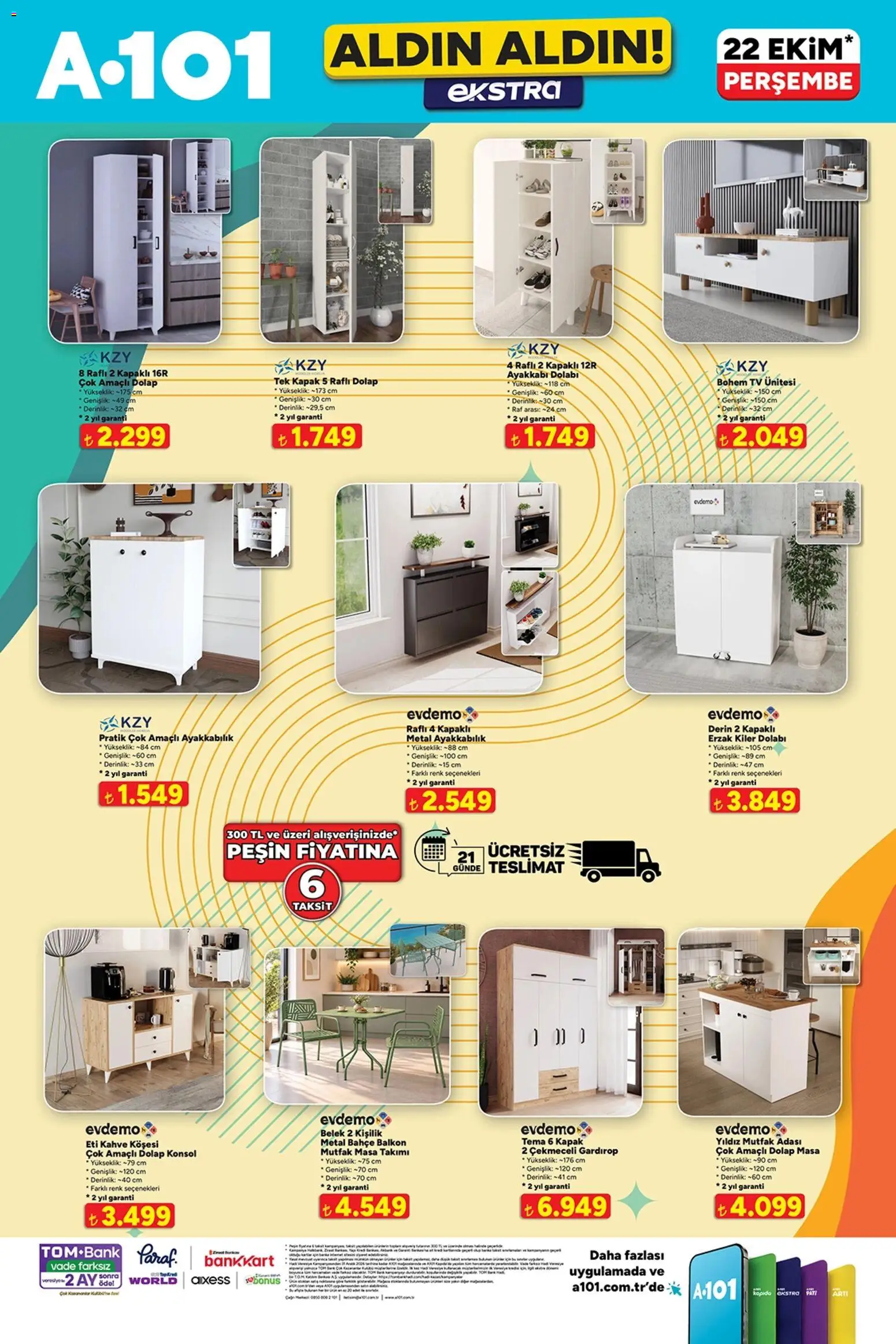 A101 - Katalog Aldın Aldın Ekstra - 22 Ekim 2026 tarihinden itibaren geçerlidir | Sayfa: 8 | Ürünler: TV ünitesi, Raf, Gardırop, Kahve