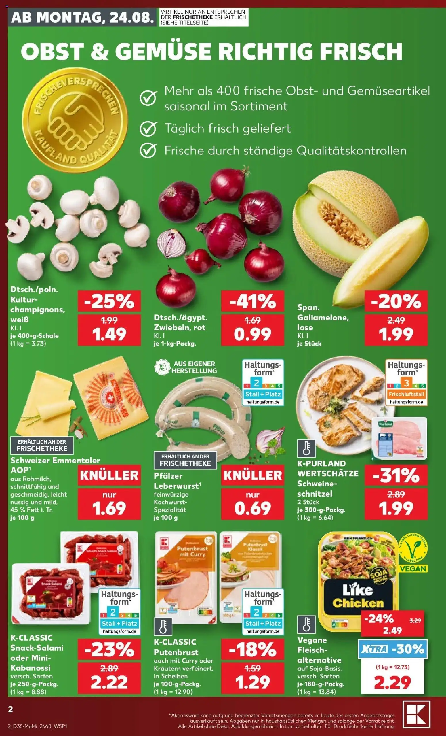 Prospekt Kaufland ab 24.08.2026 » Angebote Online zum Blättern | Seite: 2 | Produkte: Putenbrust, Gemüse, Obst, Fleisch