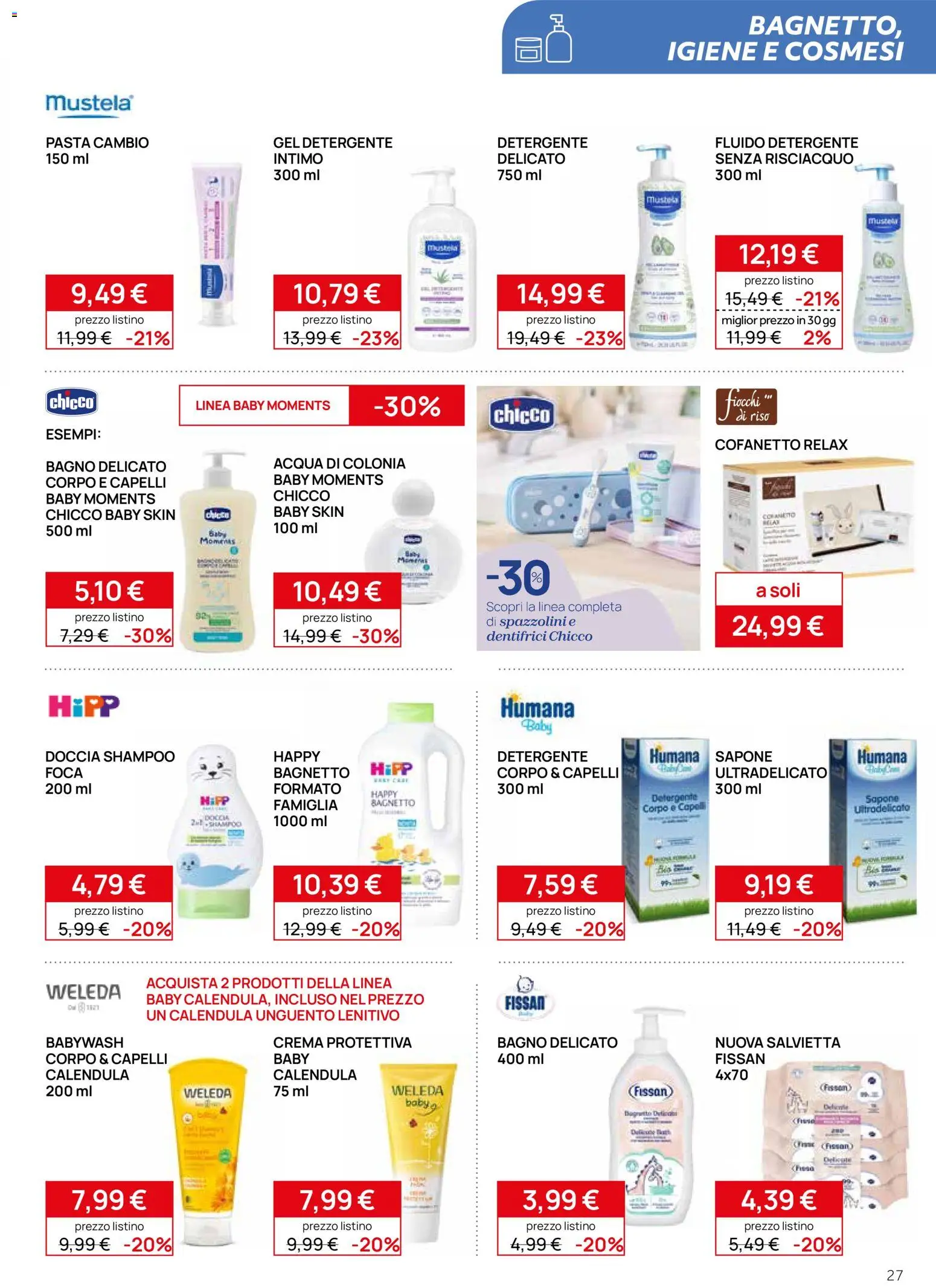Volantino Prenatal del 20/08/2026 | Pagina: 27 | Prodotti: Sapone, Fiocchi, Pasta, Bagnetto