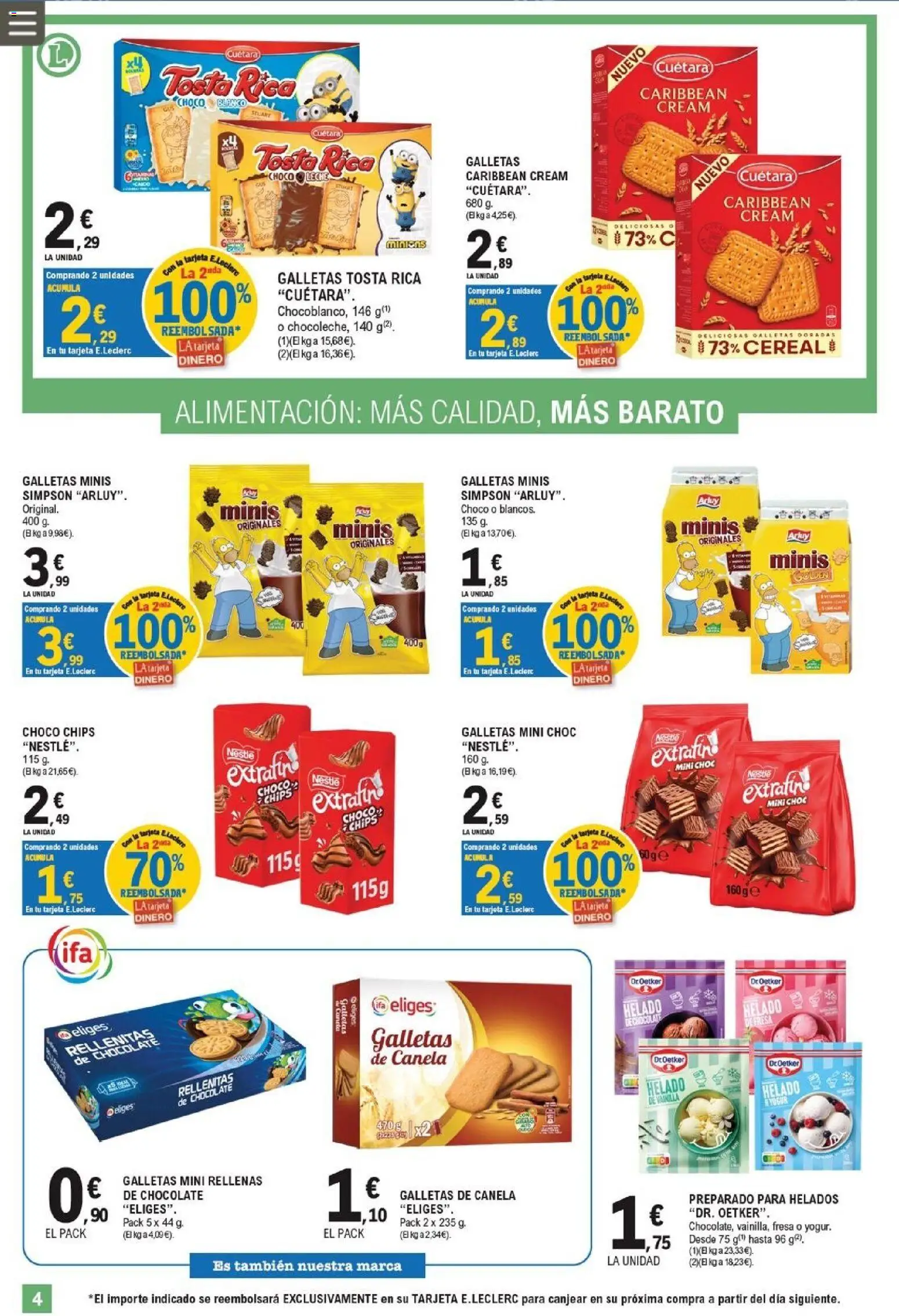 E.Leclerc folleto │ válido desde el 17.06.2026 | Página: 4 | Productos: Leche, Chocolate, Galletas, Helado
