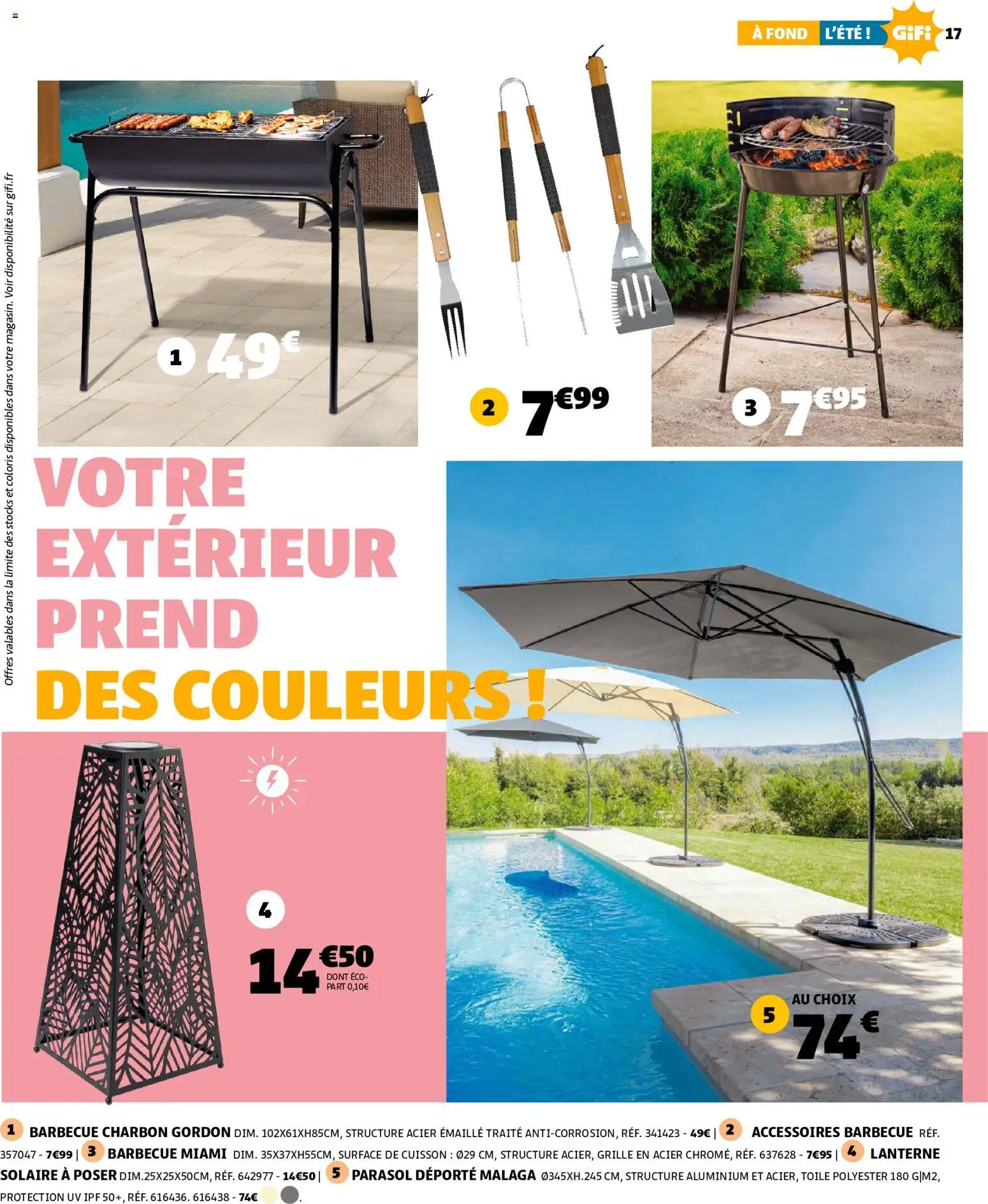{H1} | Page: 17 | Produits: Barbecue, Barbecue charbon, Parasol déporté, Parasol