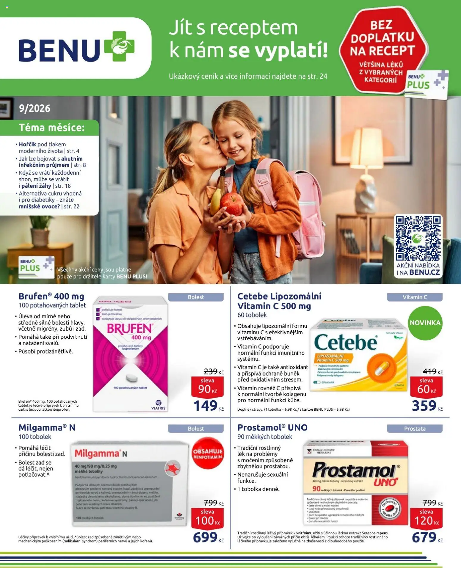 Benu leták od 01.09.2026 | Strana: 1 | Produkty: Vitamin c, Hořčík, Tablet, Karty