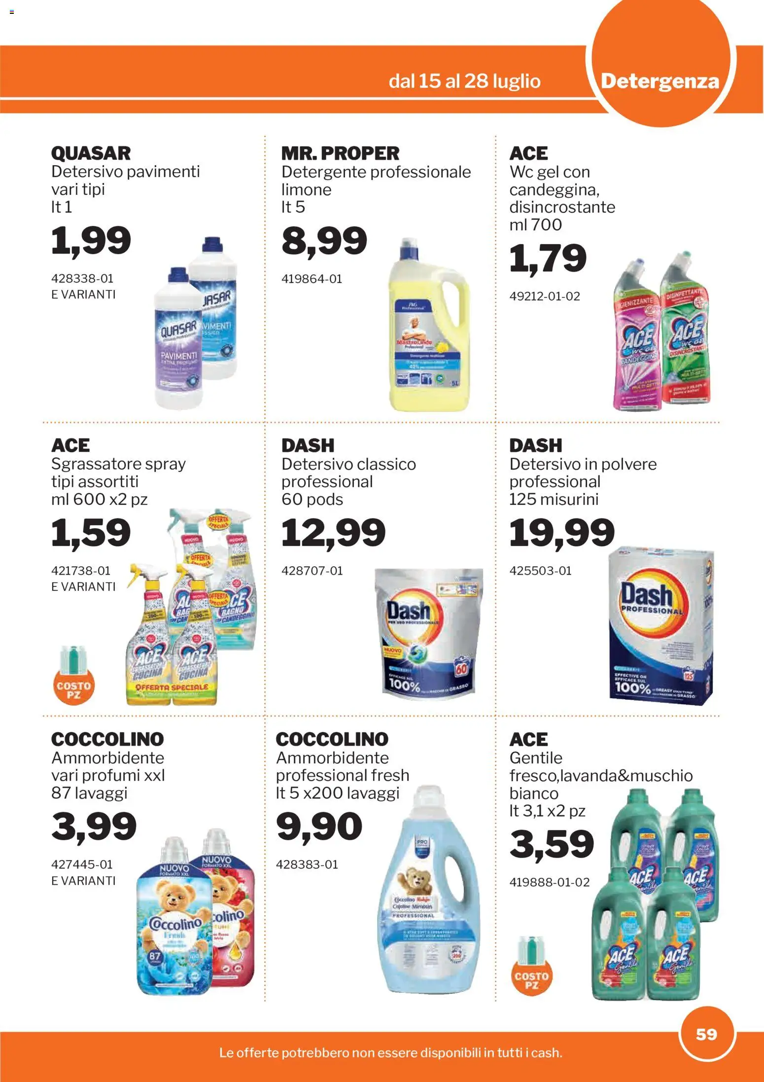 Volantino Sogegross del 15/07/2026 | Pagina: 59 | Prodotti: Detersivo in polvere, Sgrassatore, Limone, WC