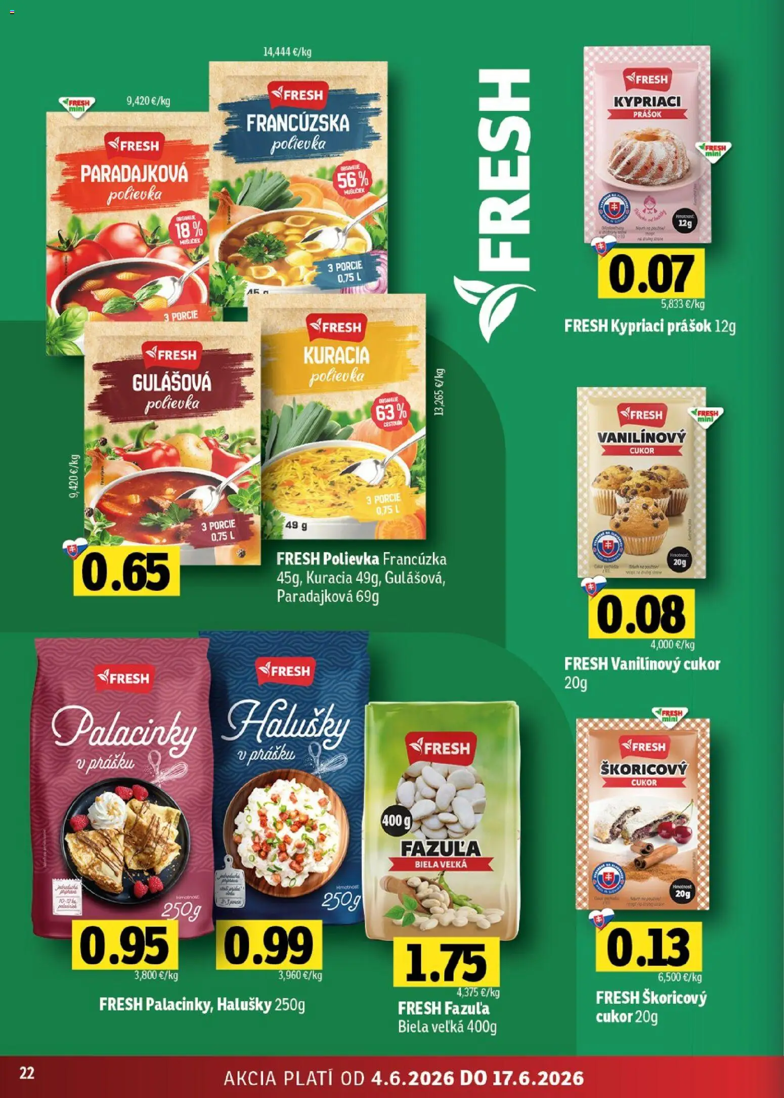 Nové Fresh akcie – leták je platný od 04.06.2026 | Strana: 22 | Produkty: Cukor