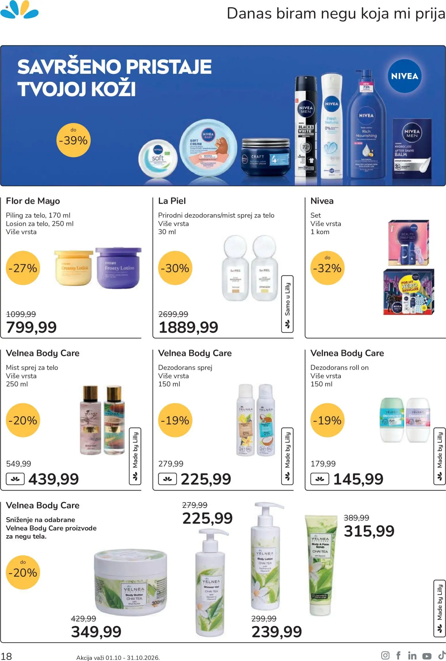 Lilly drogerie katalog - važi od 01.10.2026 | Strana: 18 | Proizvode: Nivea, Piling, Dezodorans