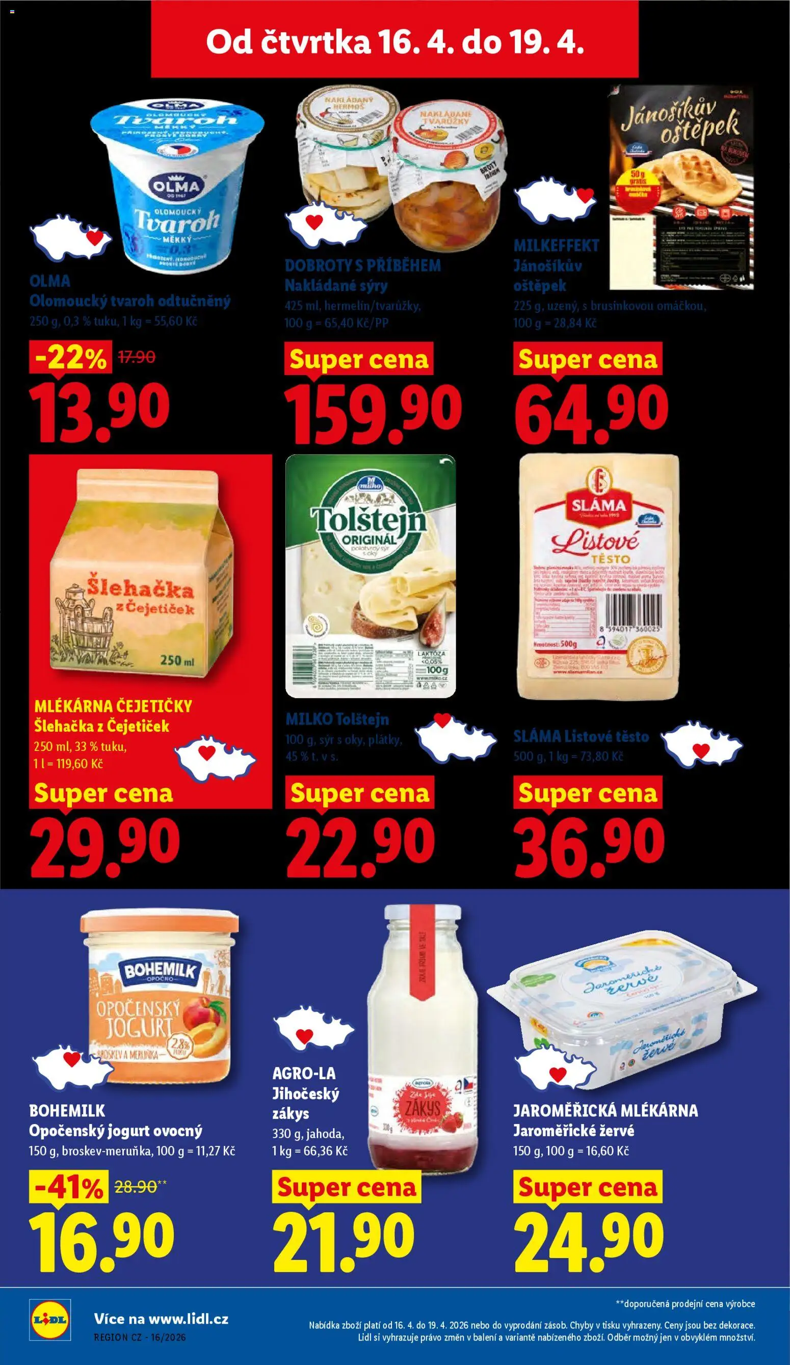 Lidl leták od 16.04.2026 | Strana: 14 | Produkty: Tvarůžky, Listové těsto, Sýry, Žervé