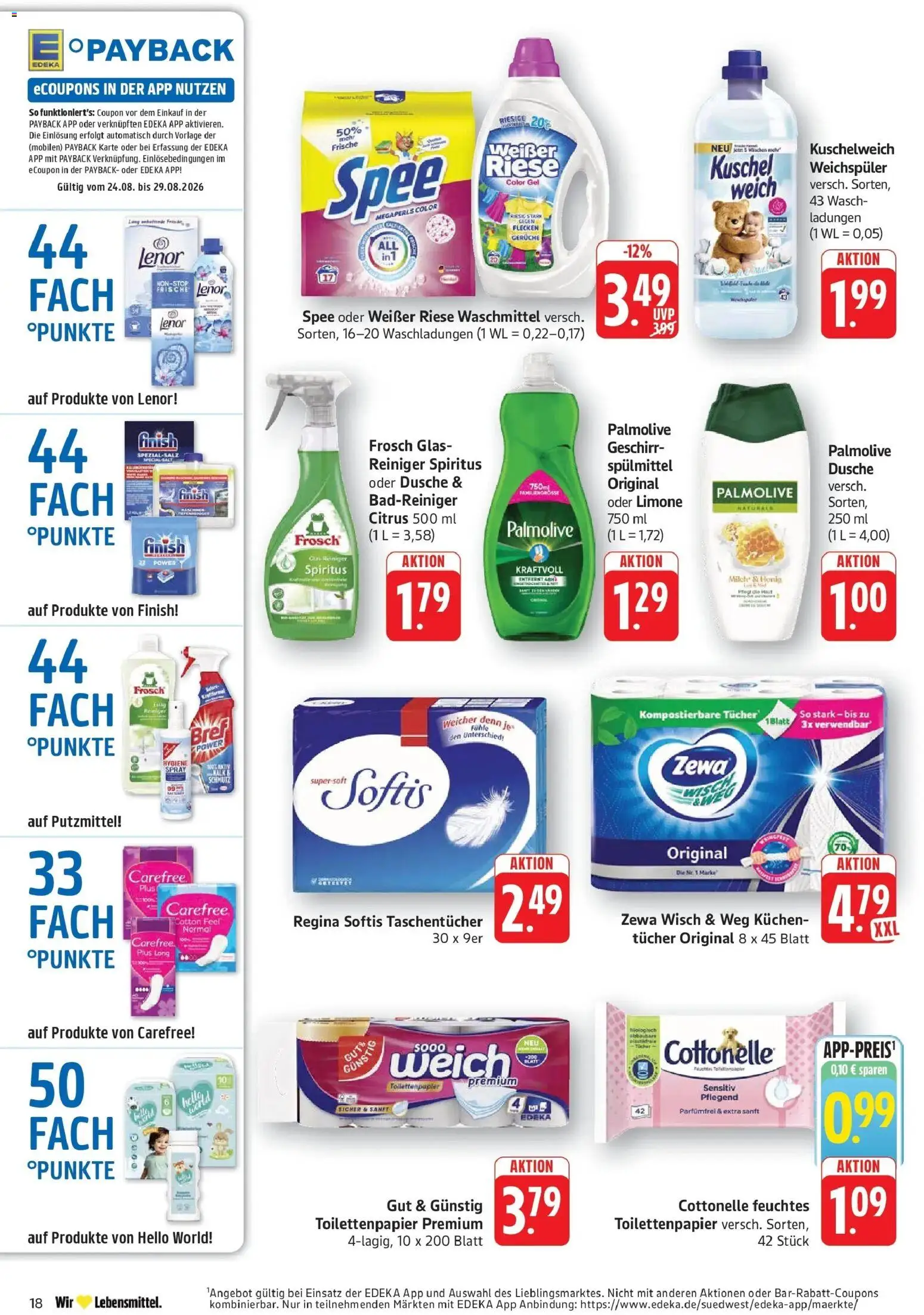 Edeka Prospekt Filderstadt-Bonlanden (ab 24.08.2026) » Angebote Online | Seite: 18 | Produkte: Lenor, Dusche, Zewa, Weichspüler