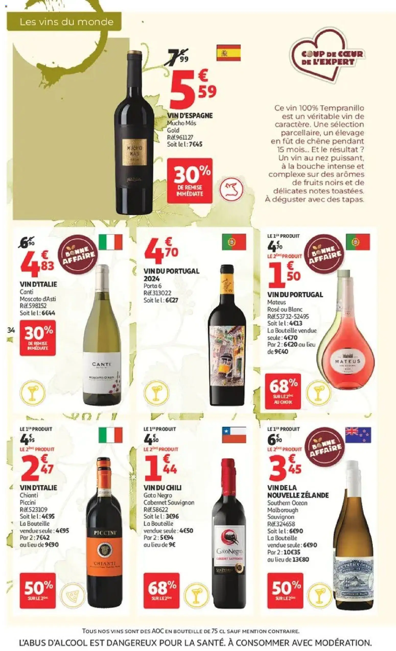 {H1} | Page: 34 | Produits: Moscato d'Asti, Cabernet Sauvignon, Chianti, Vin