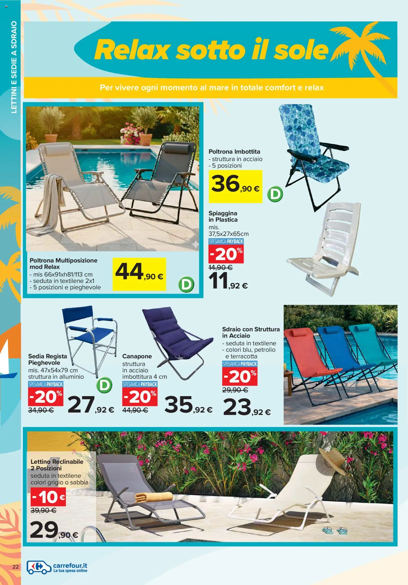 Volantino Carrefour del 01.06.2026 | Pagina: 22 | Prodotti: Sdraio, Lettino, Poltrona, Sedia