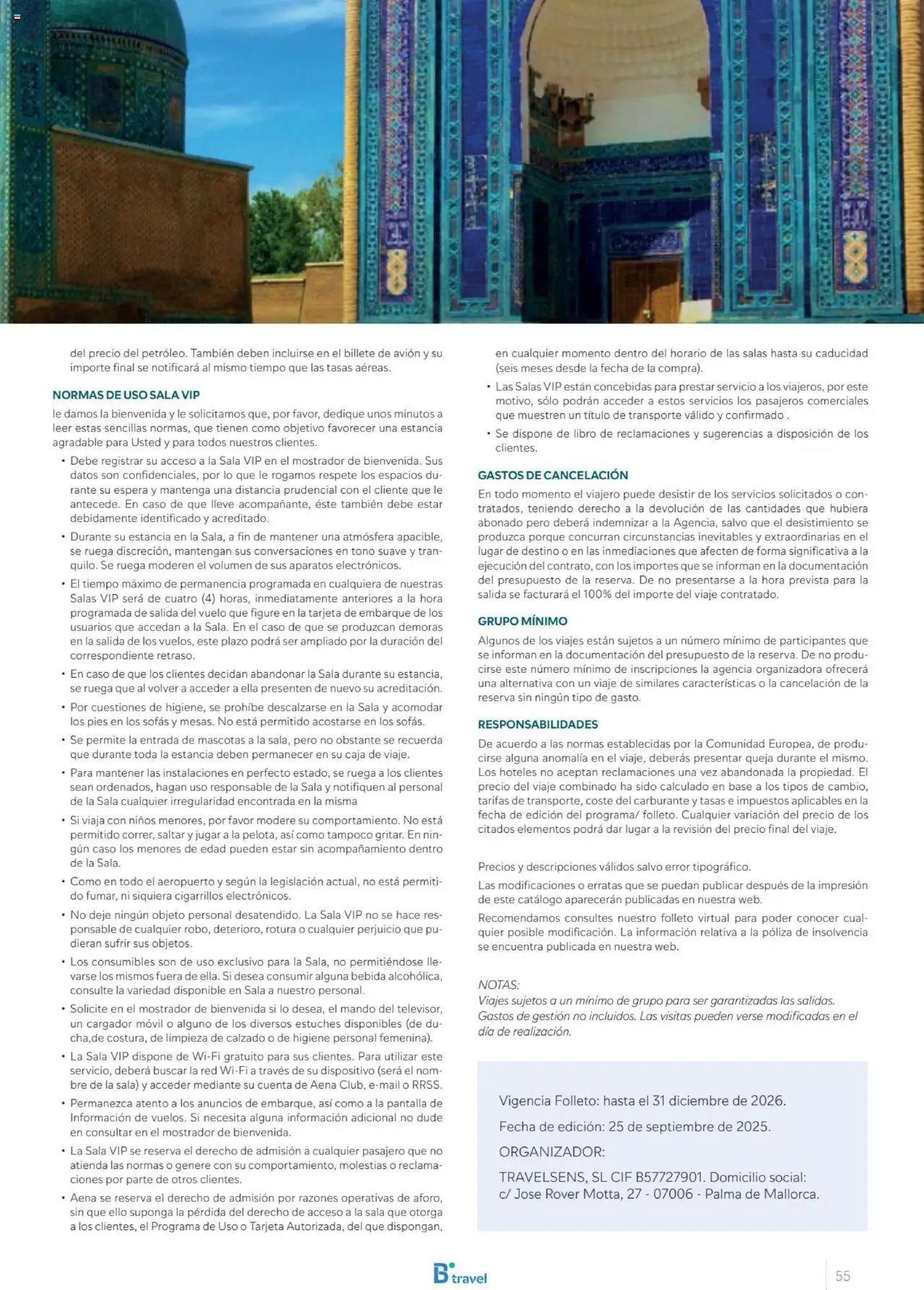 B the travel brand Viajeros Expertos Internacional 2026 │ válido desde el 03/10/2025 | Página: 55 | Productos: Sofás, Organizador, Móvil, Caja