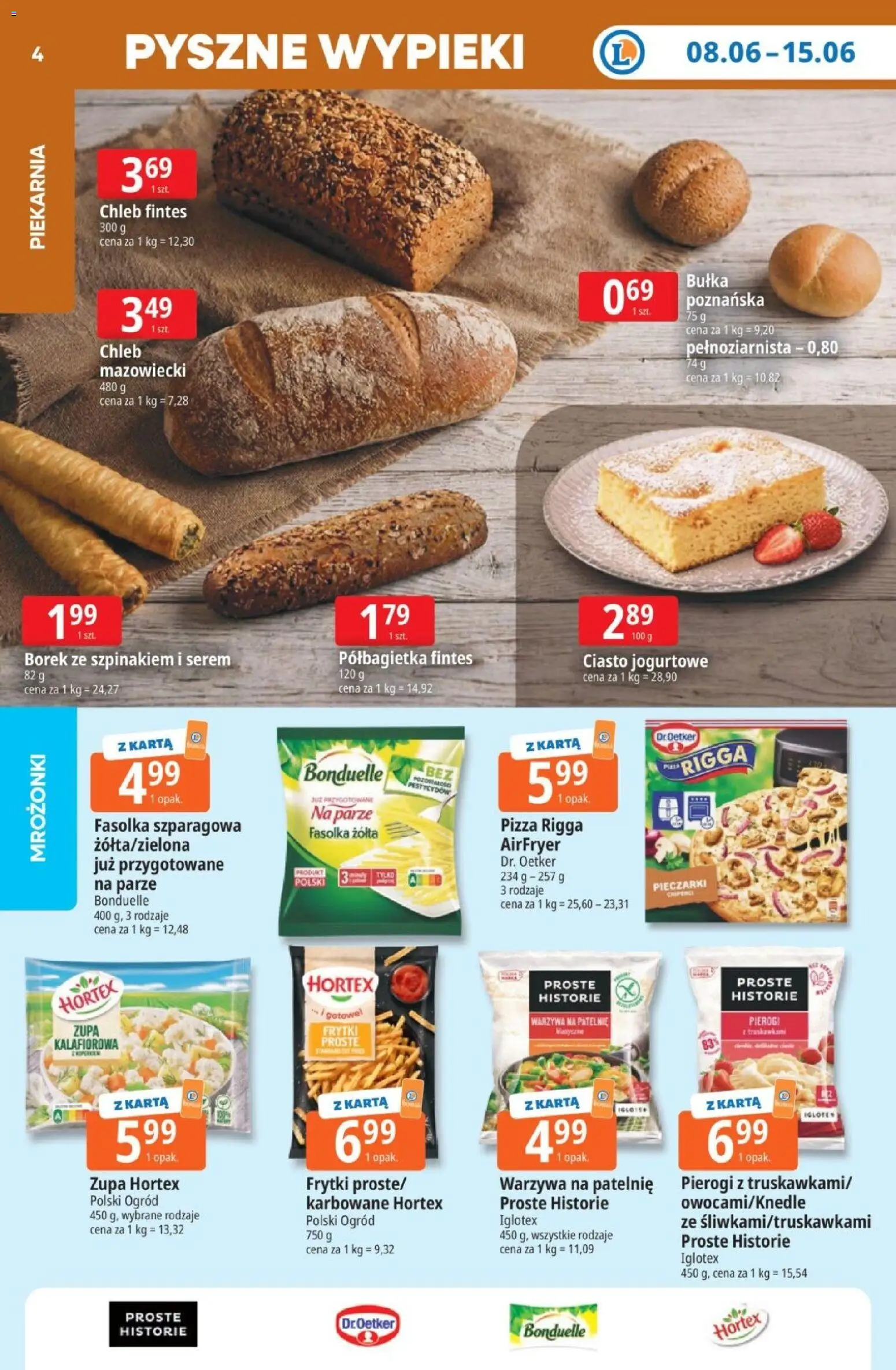 E.Leclerc gazetka od 08.06.2026 | Strona: 4 | Produkty: Pieczarki, Patelnie, Pizza, Frytki