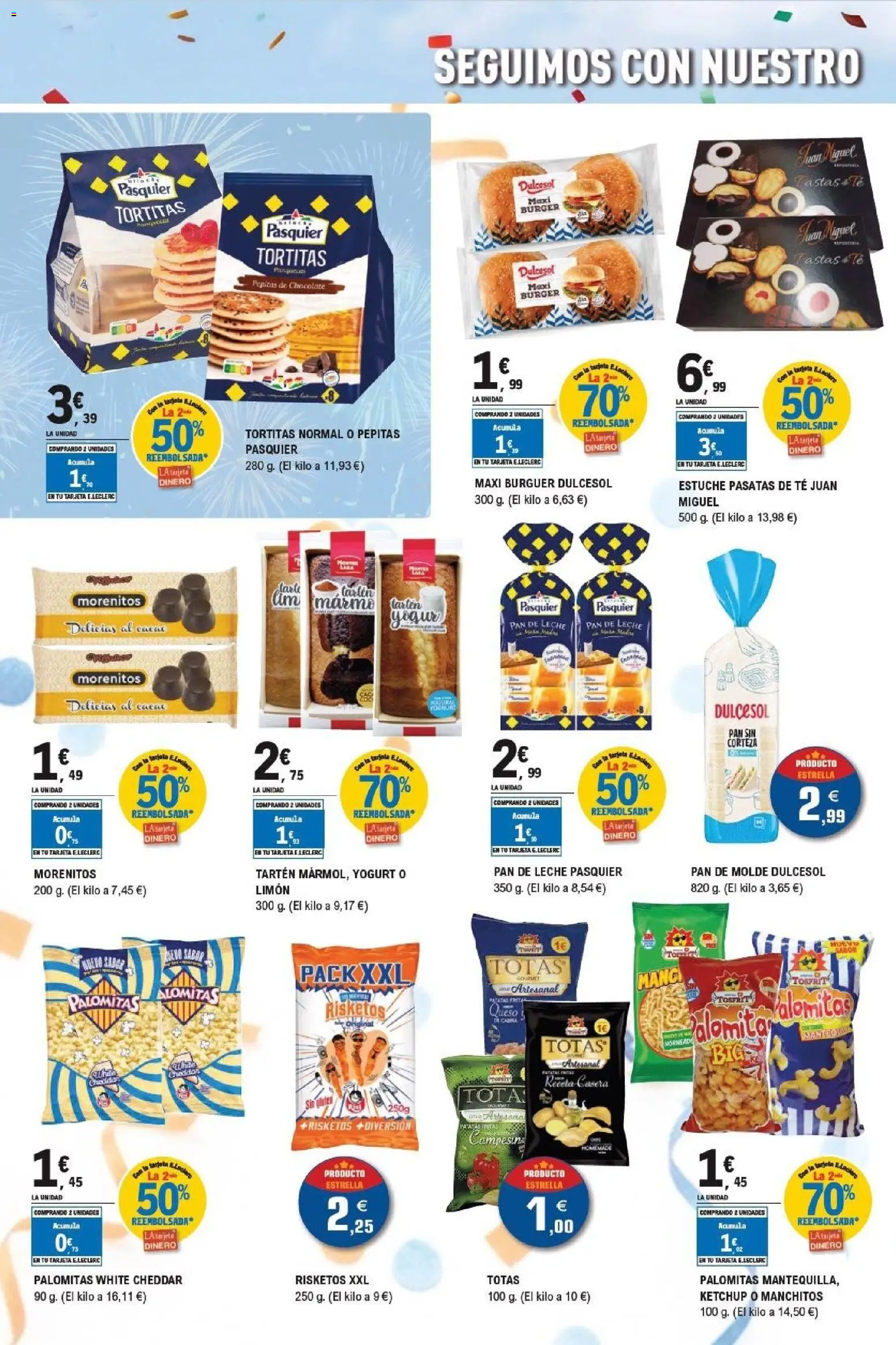 E.Leclerc Aniversario │ válido desde el 29/07/2026 | Página: 8 | Productos: Leche, Pan, Chocolate, Φρυγανιές σικάλεως