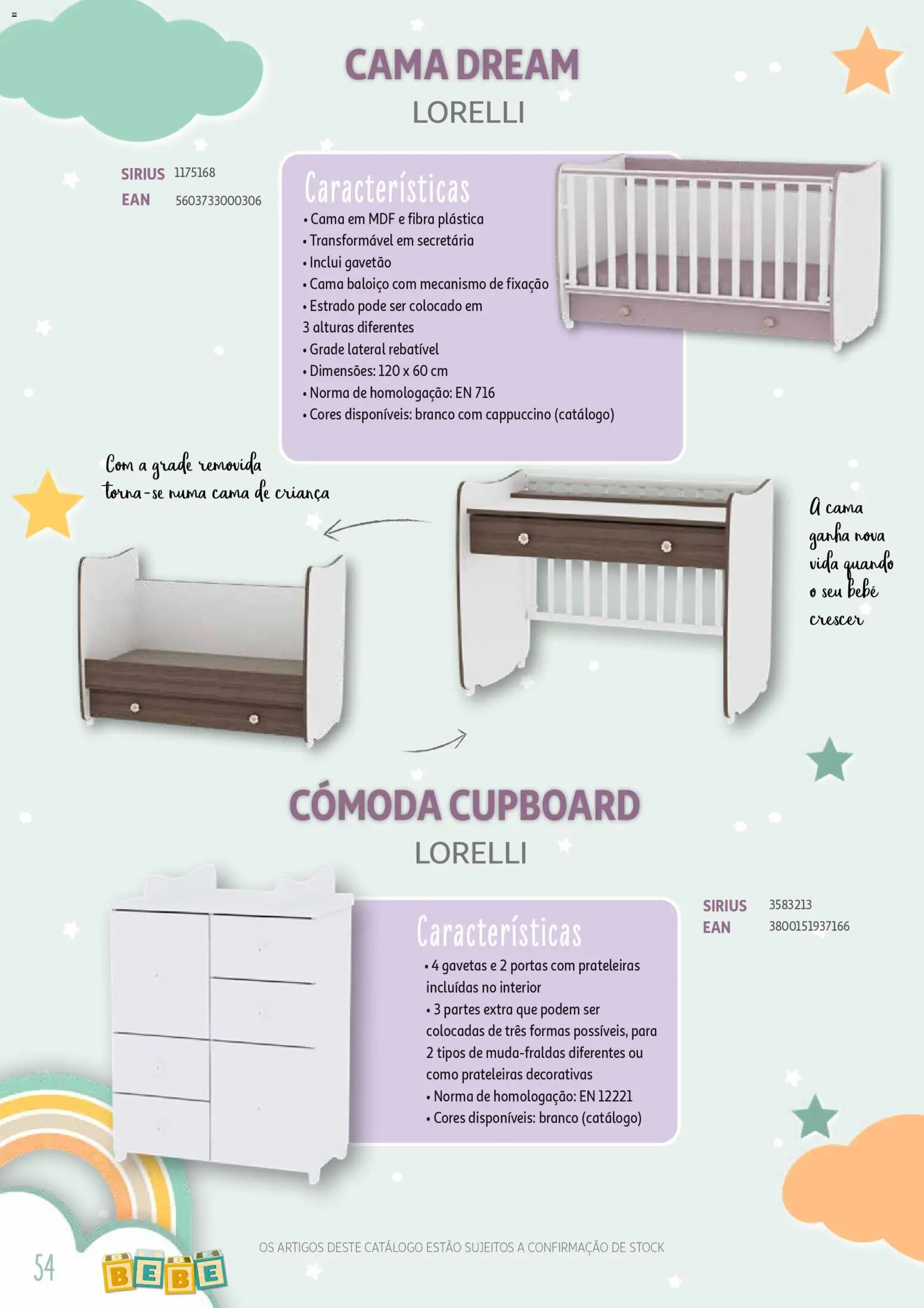 Auchan - Catálogo Puericultura │ válido de 13/01/2026 | Página: 54 | Produtos: Baloiço, Portas, Cama, Cómoda