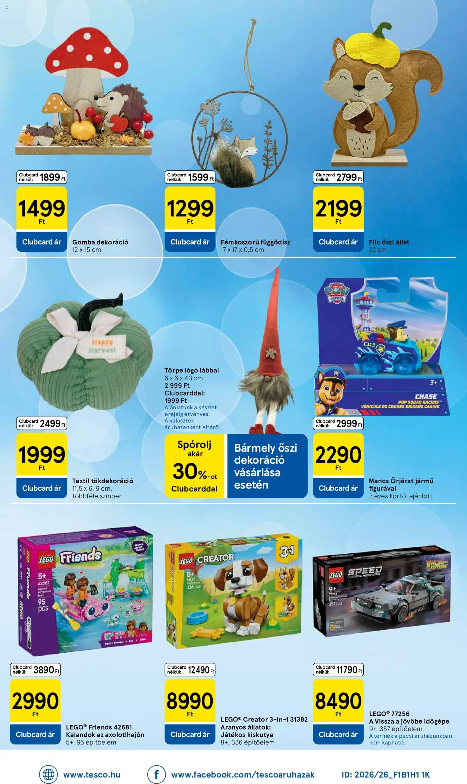 Tesco akciós ujság - amely érvényes a következő dátumtól: 2026.08.27. | Oldal: 8 | Termékek: Happy Harvest, LEGO, LEGO Friends, Dekoráció