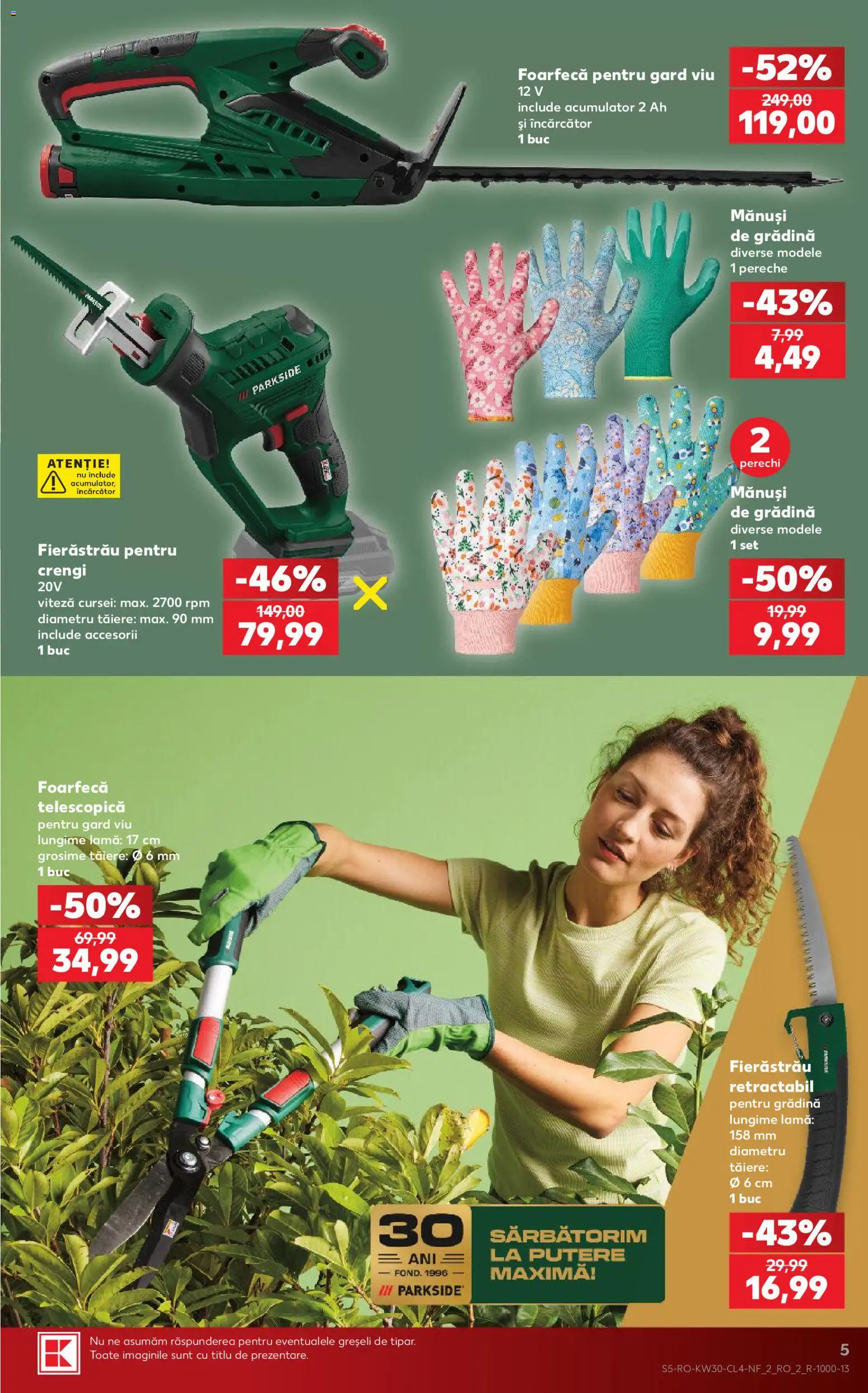 Noul catalog Kaufland – valabil de la 22.07.2026 | Pagină: 5 | Produse: Mănuși, Încărcător, Gradina, Parkside
