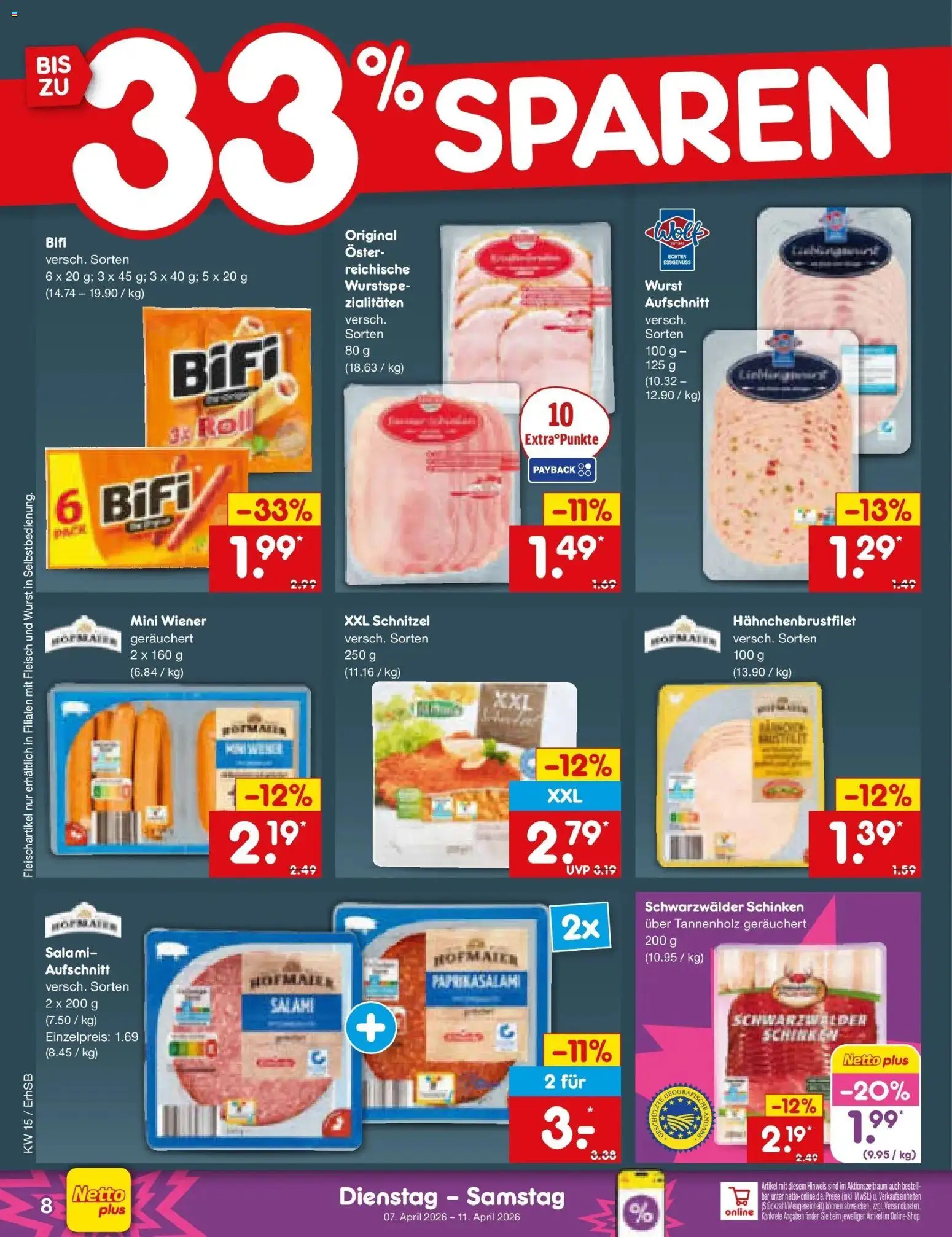Netto Marken-Discount Prospekt München	 – gültig ab 07.04.2026 | Seite: 10 | Produkte: Schnitzel, Salami, Schinken, Fleisch