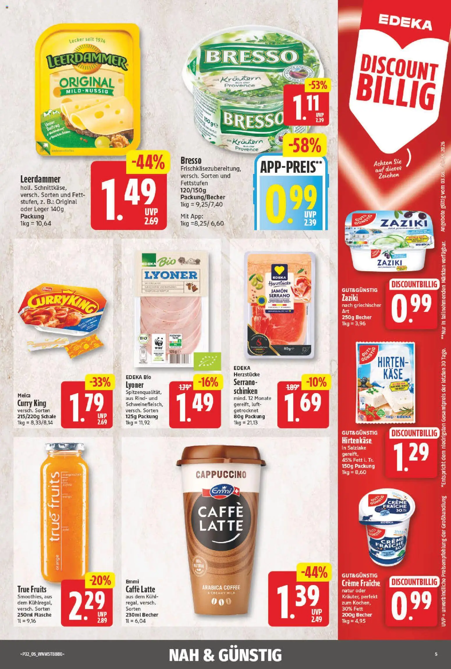 NP Discount Prospekt – gültig ab 03.08.2026 | Seite: 5 | Produkte: Käse, Bresso, Leerdammer, Creme