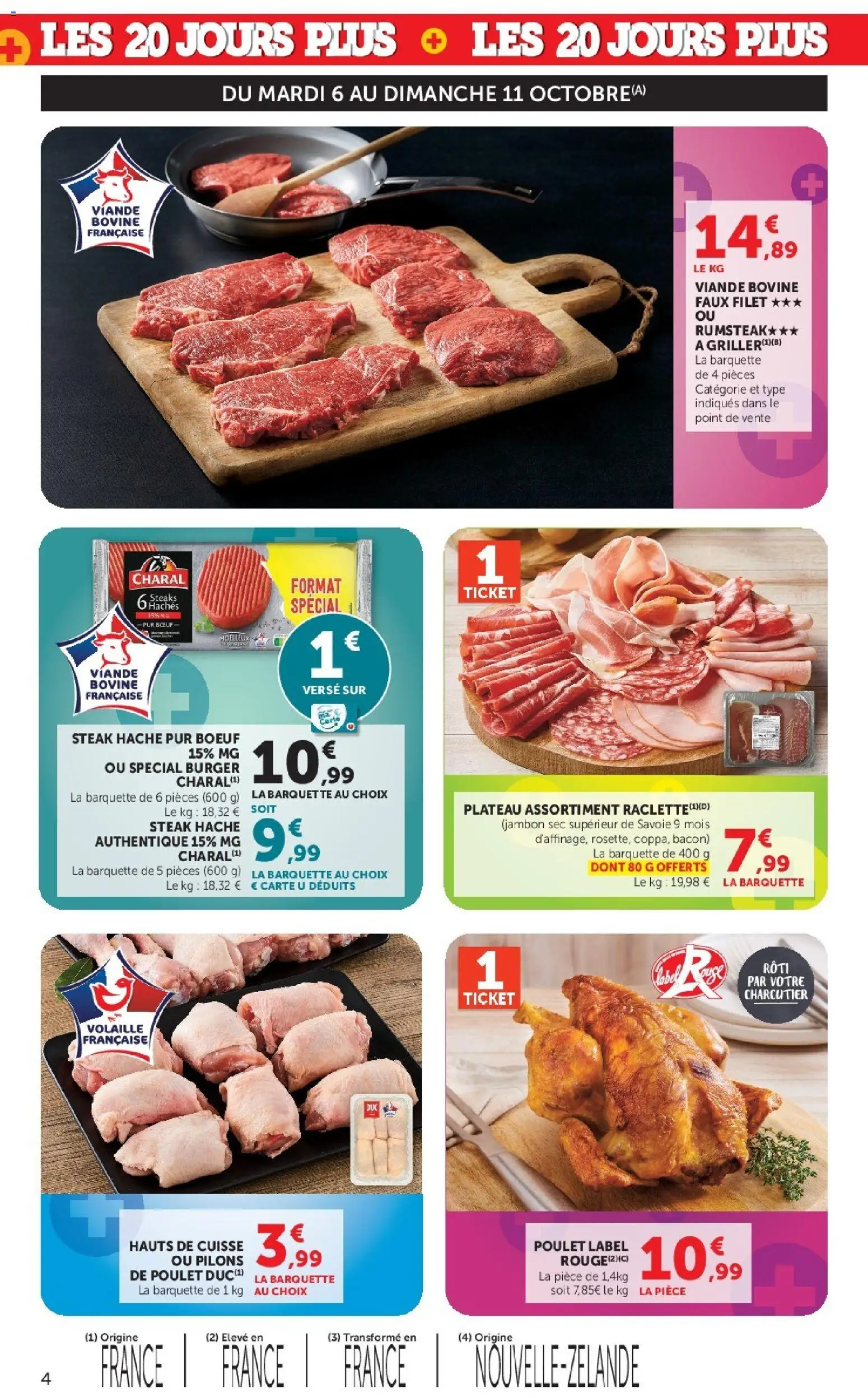 {H1} | Page: 4 | Produits: Plateau, Volaille, Pilons, Burger
