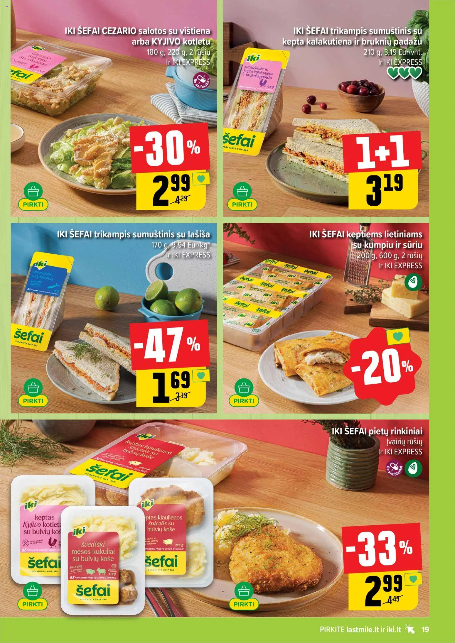 IKI akcijos nuo 2026.09.07 | Puslapis: 19 | Prekių: Salotos, Košė, Kiaulienos, Kukuliai