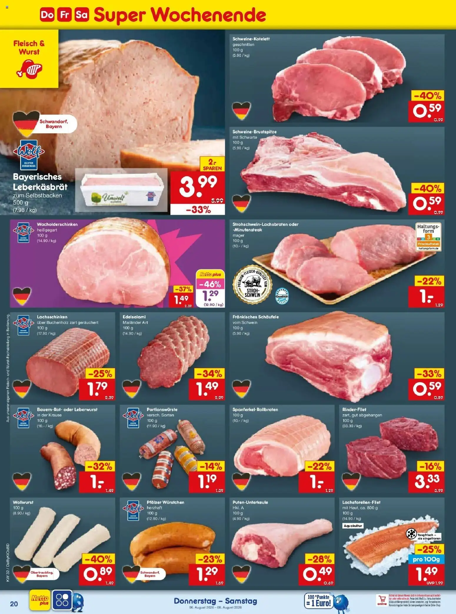 Netto Marken-Discount Prospekt Buttenwiesen – gültig ab 03.08.2026 | Seite: 38 | Produkte: Rinderfilet, Wurst, Fleisch