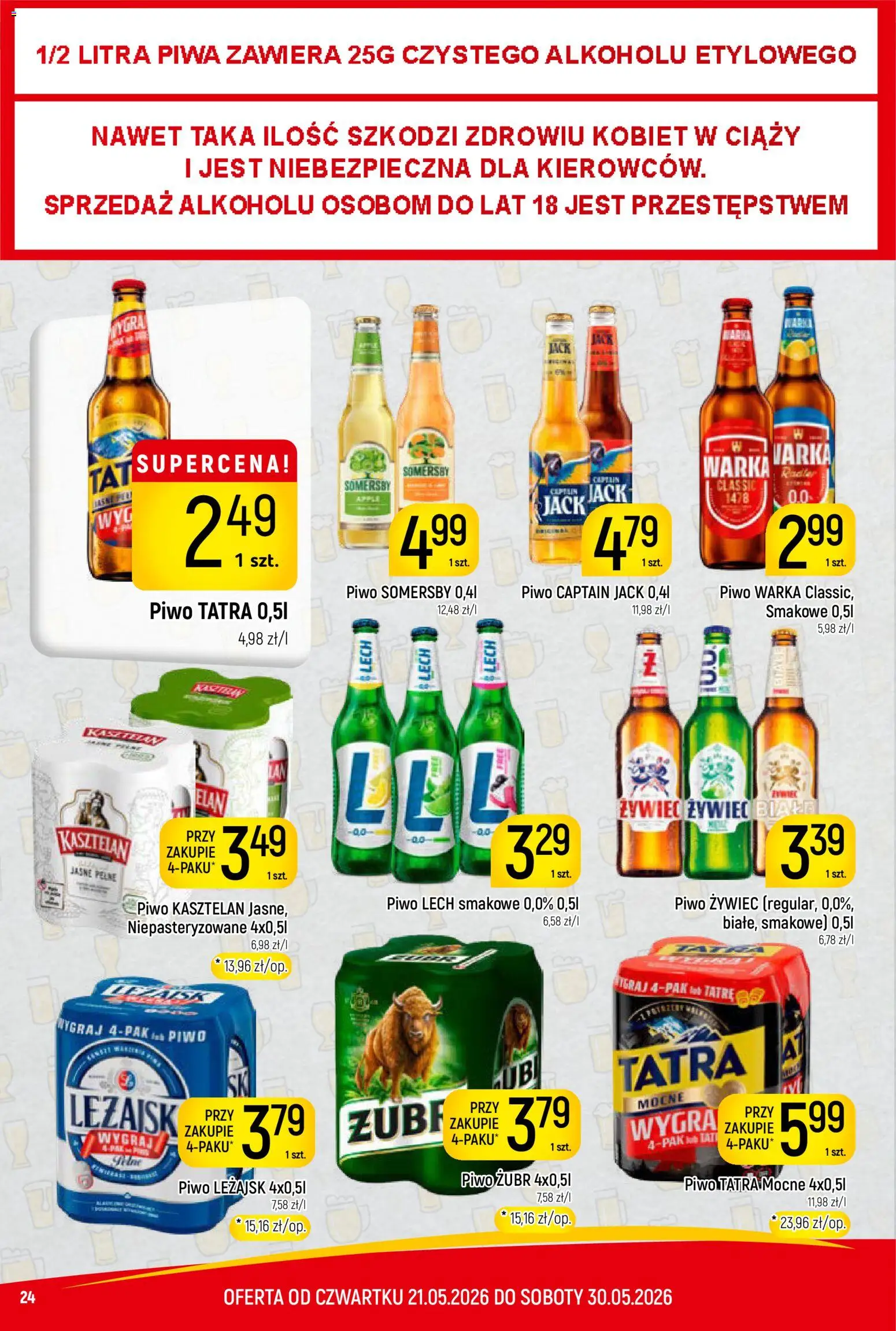 Piotruś Pan gazetka od 21.05.2026 | Strona: 24 | Produkty: Piwo żubr, Piwo Somersby, Bób, Somersby