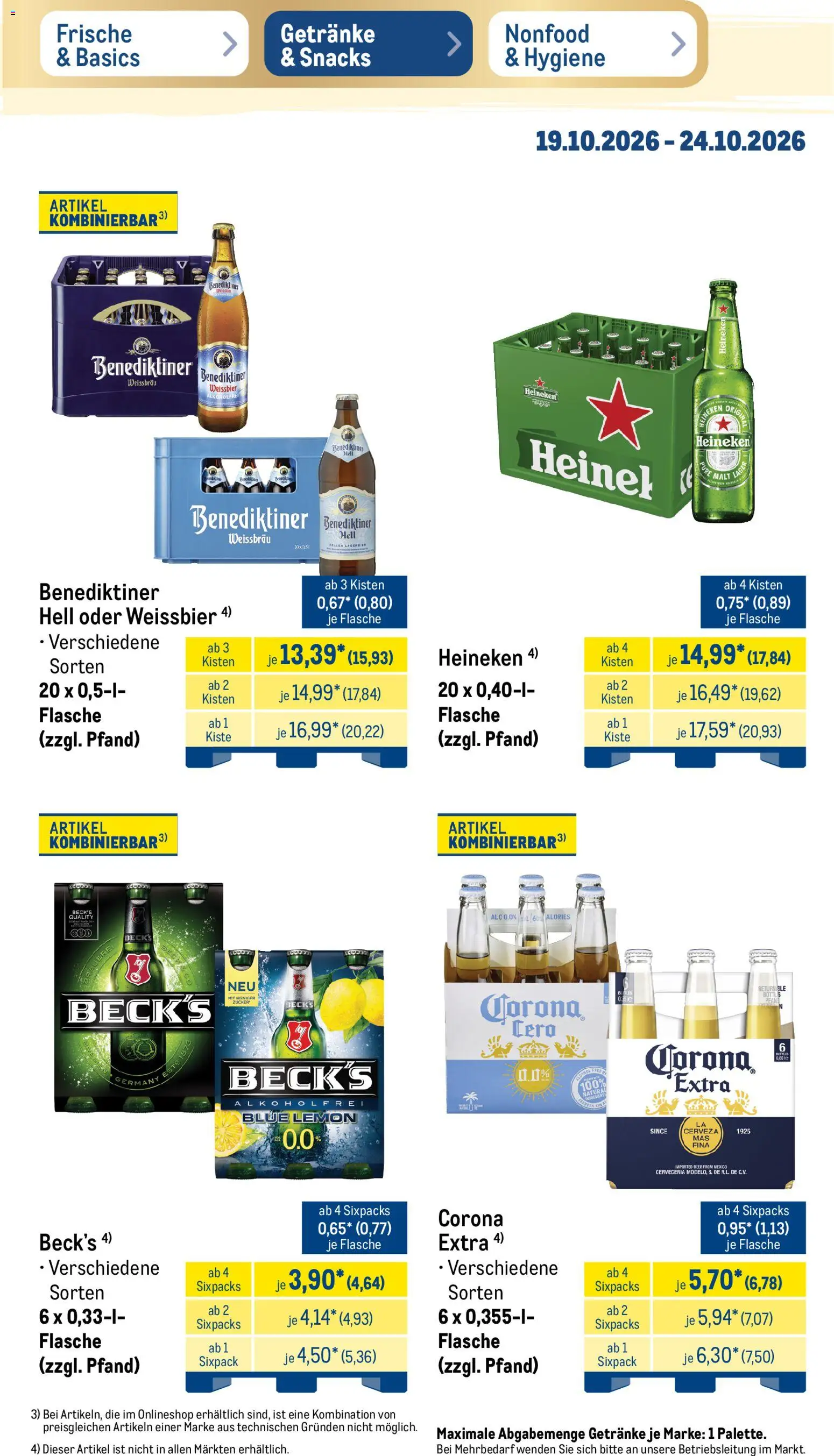Metro NonFood-Angebote – gültig ab 19.10.2026 | Seite: 22 | Produkte: Weißbier, Heineken