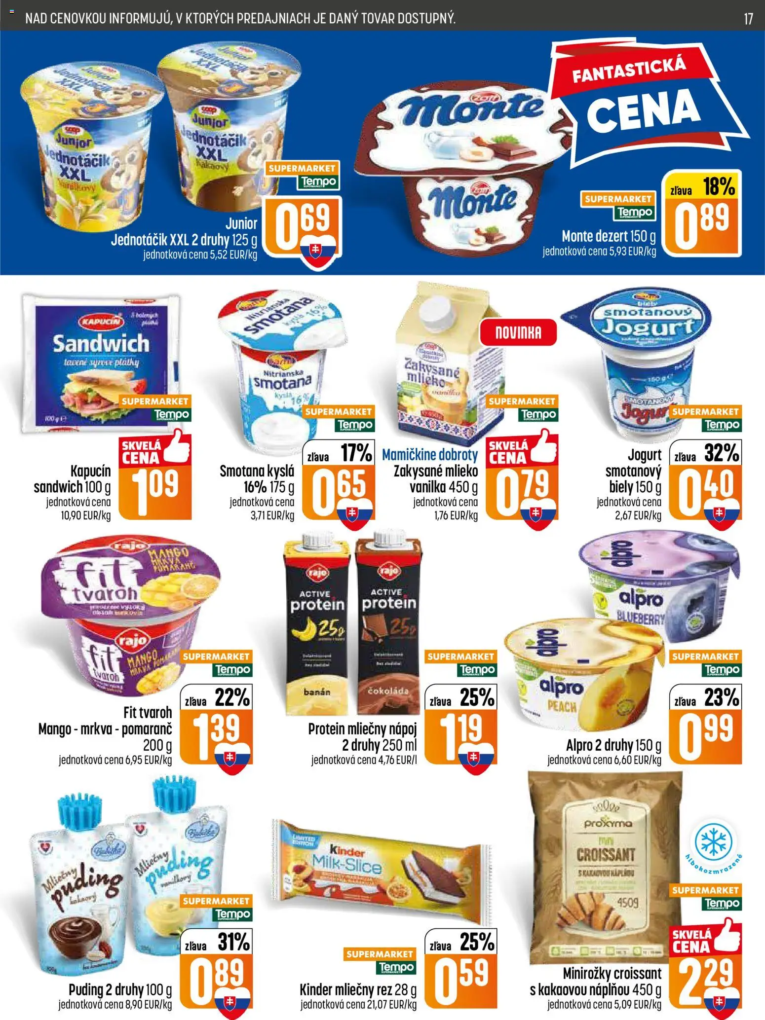 Nové COOP Jednota akcie – leták je platný od 28.05.2026 | Strana: 17 | Produkty: Jogurt, Kinder, Tvaroh, Mango