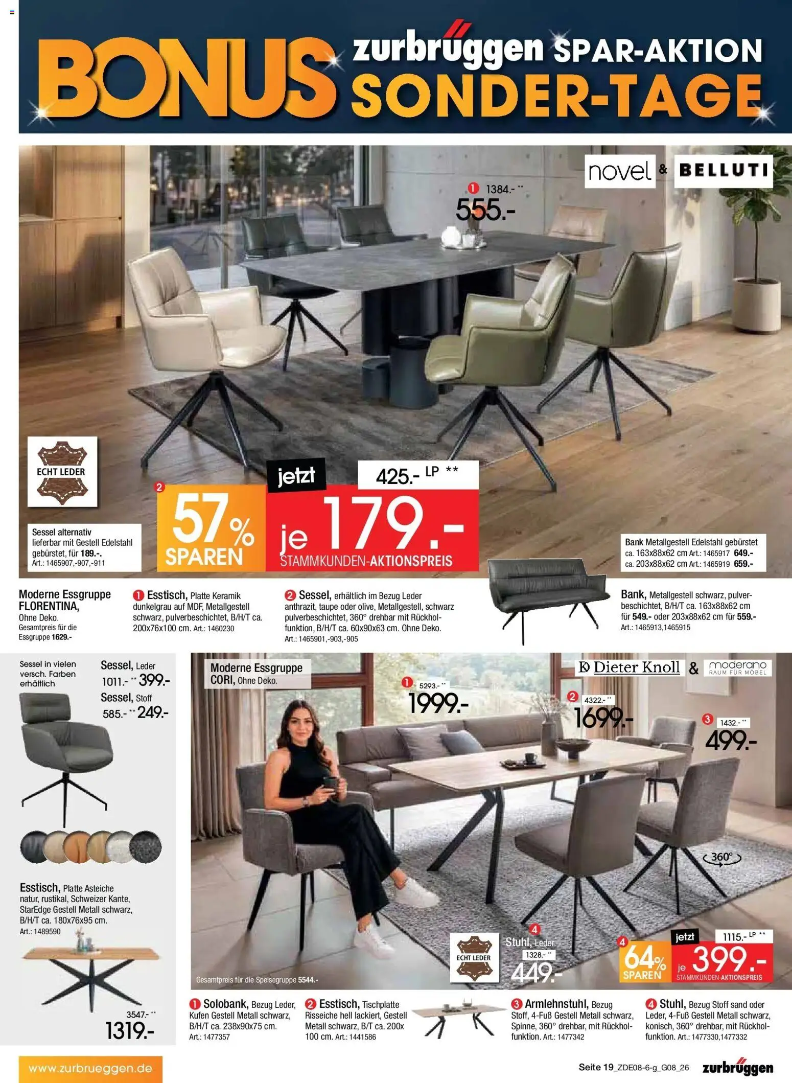 Zurbrüggen - Zurbrüggen: Bonus Sonder-Tage – gültig ab 31.07.2026 | Seite: 25 | Produkte: Essgruppe, Sessel