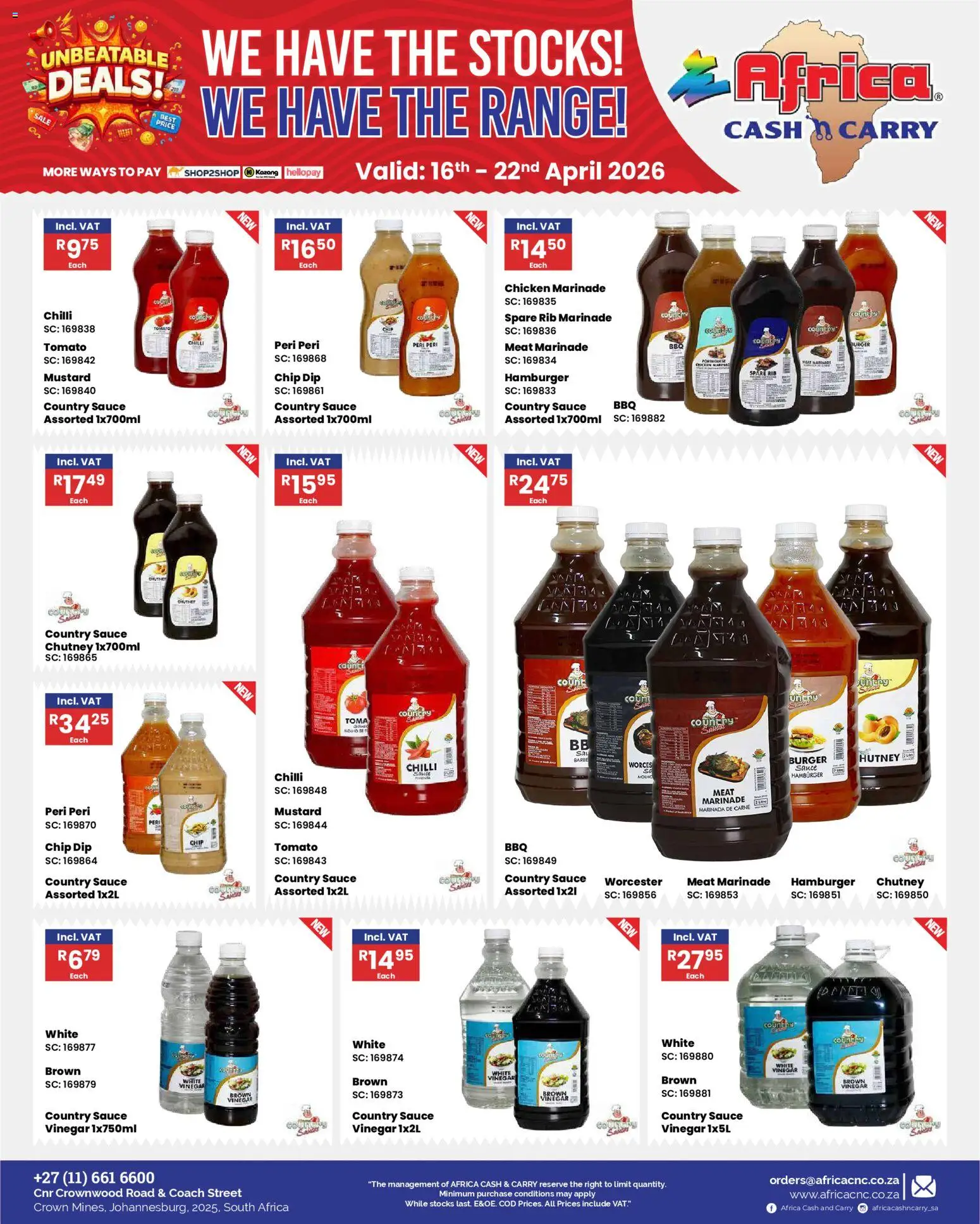 New Africa Cash & Carry catalogue – valid from 16.04.2026 | Page: 19 | Products: Chutney, Chicken, Sauce, Chilli