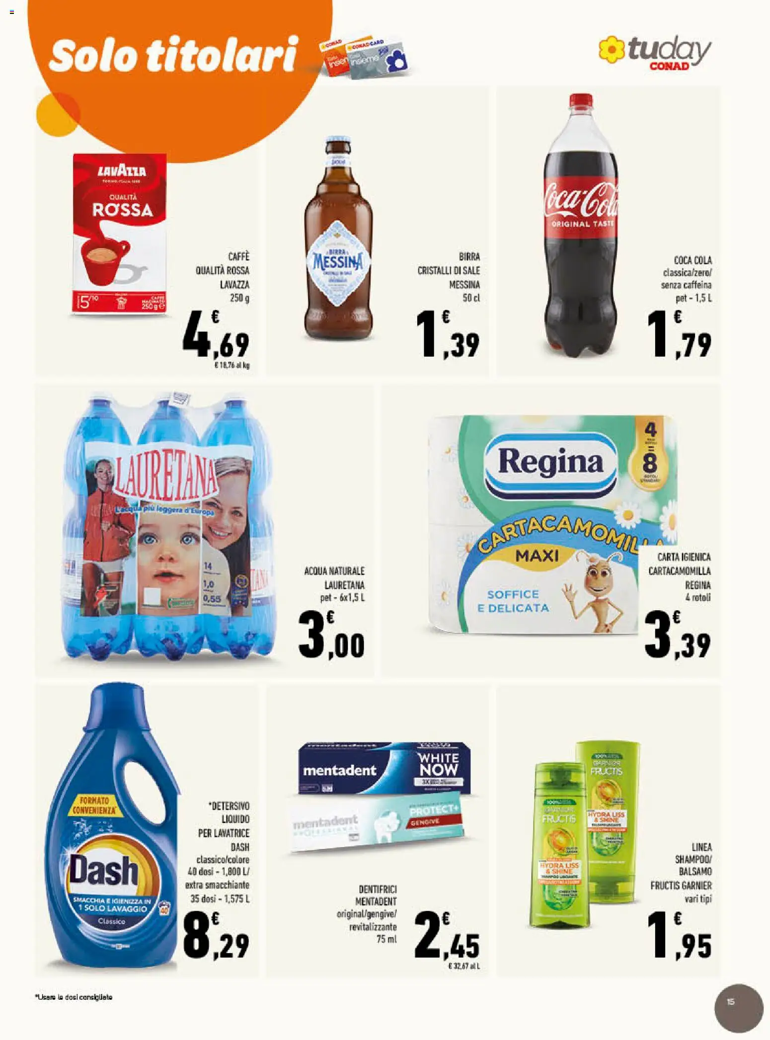 Volantino Conad del 26/08/2026 | Pagina: 15 | Prodotti: Caffè, Birra, Sale, Acqua naturale