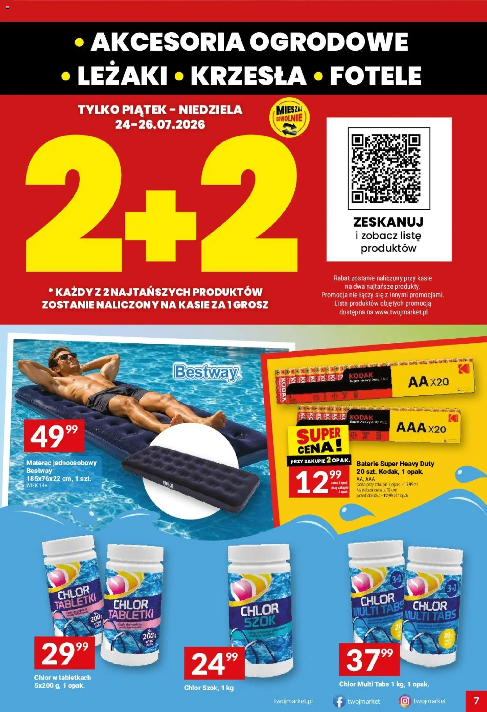 Twój Market gazetka od 22.07.2026 | Strona: 7 | Produkty: Baterie, Materac