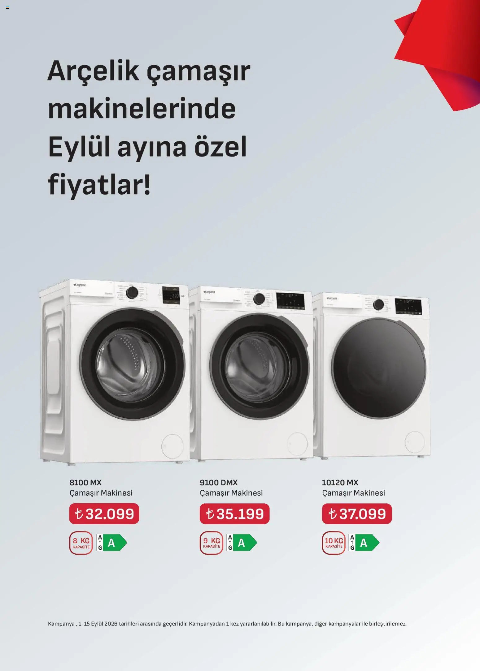 Arçelik Katalog - 01 Eylül 2026 tarihinden itibaren geçerlidir | Sayfa: 26 | Ürünler: Çamaşır makinesi