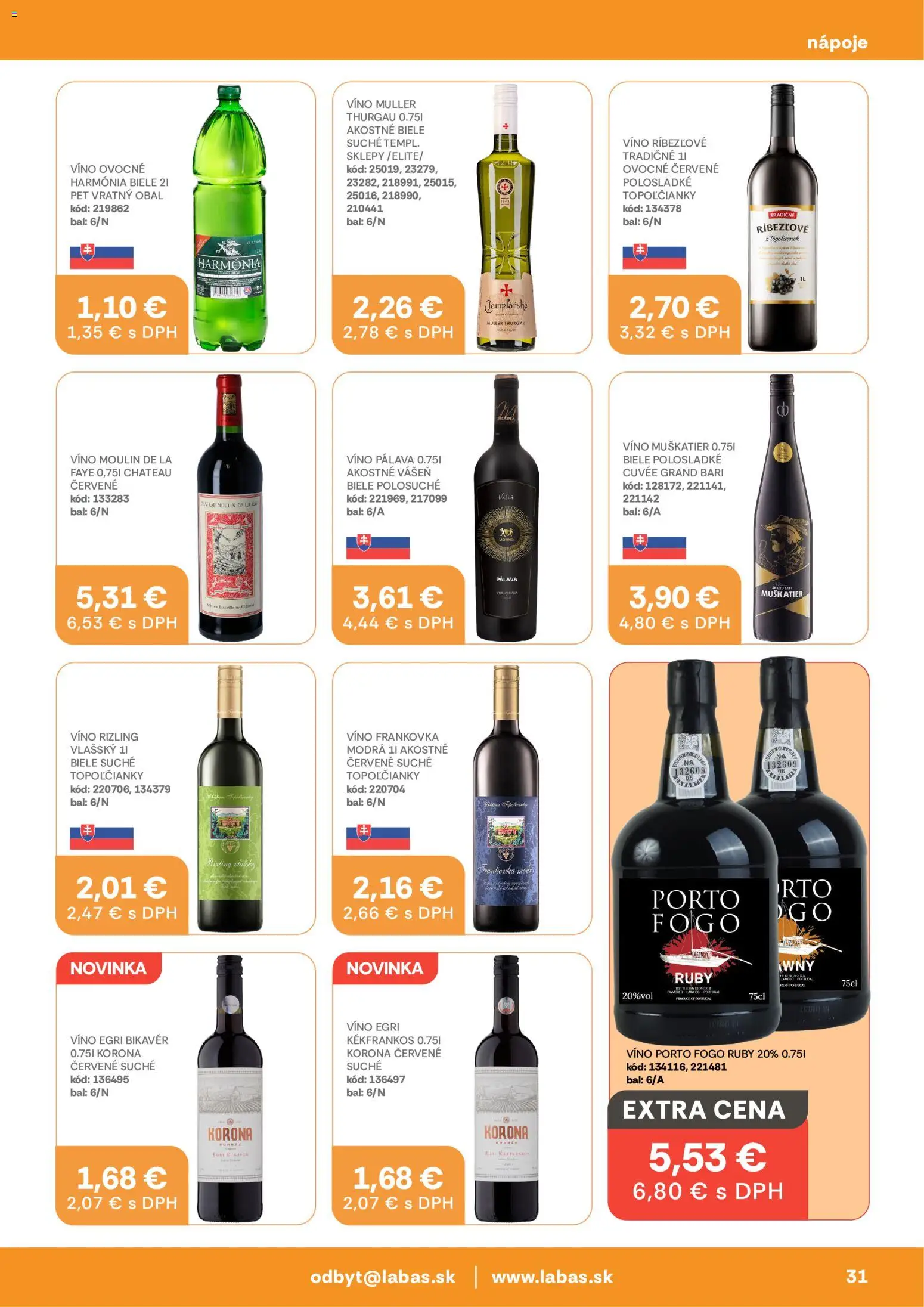 Nové Labaš akcie – leták je platný od 09.10.2026 | Strana: 31 | Produkty: Víno, Nápoje, Ríbezľové víno, Červené víno