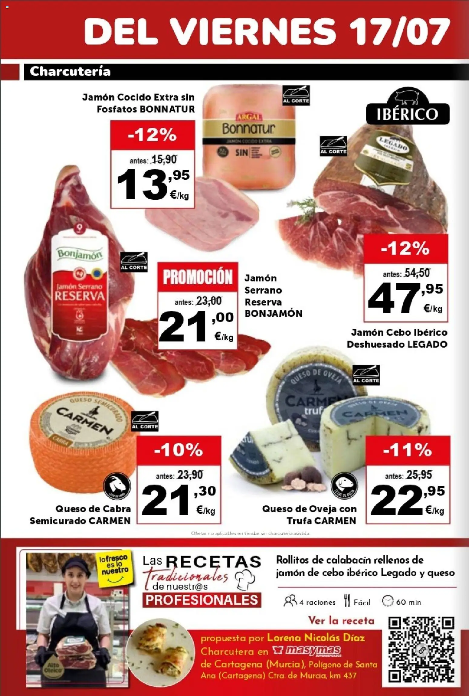 Masymas folleto │ válido desde el 17/07/2026 | Página: 4 | Productos: Jamón serrano, Calabacín, Queso de oveja, Queso