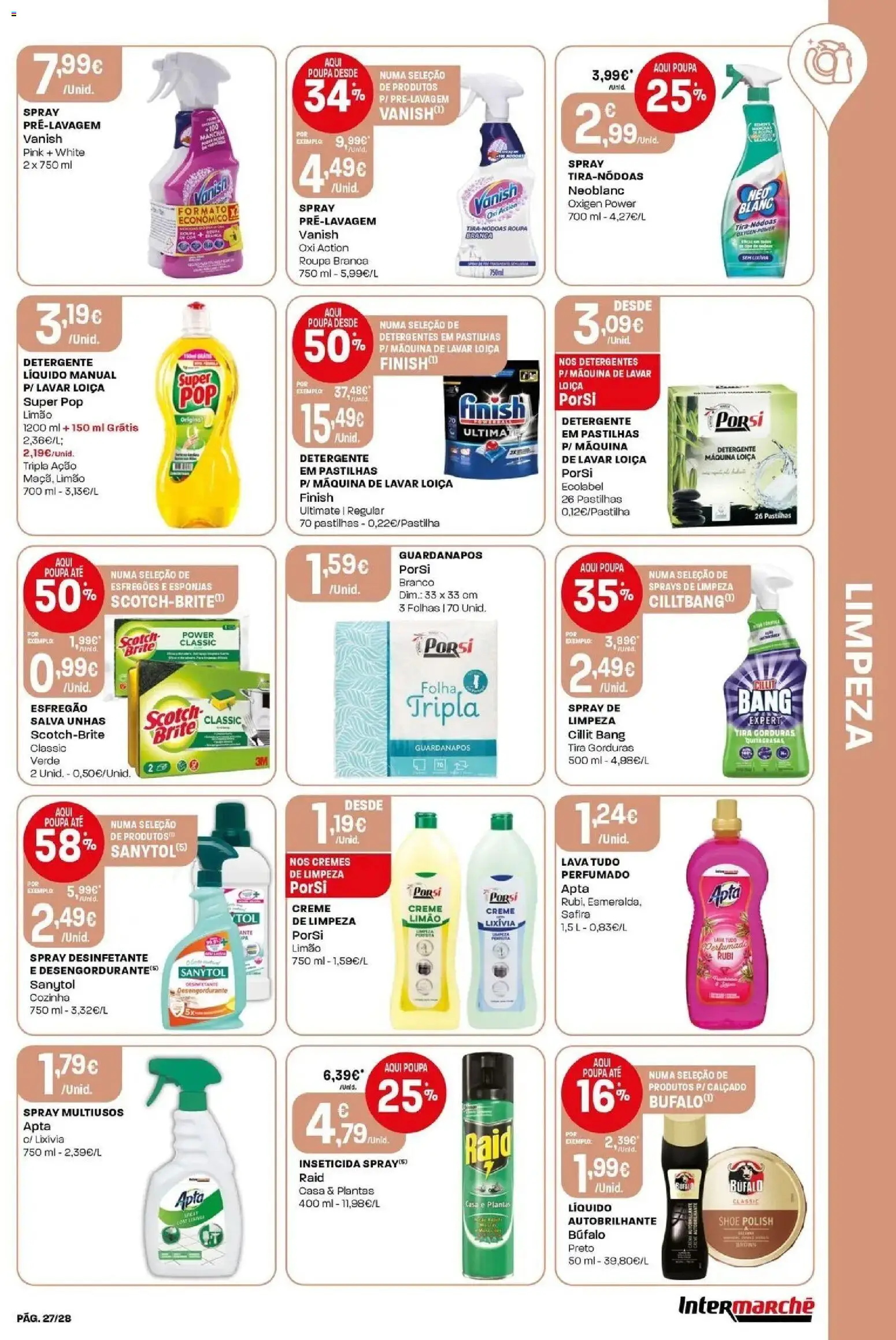 Intermarché - Isto é que são preços BAIXOS │ válido de 28.05.2026 | Página: 27 | Produtos: Esfregão, Máquina de lavar, Inseticida, Creme