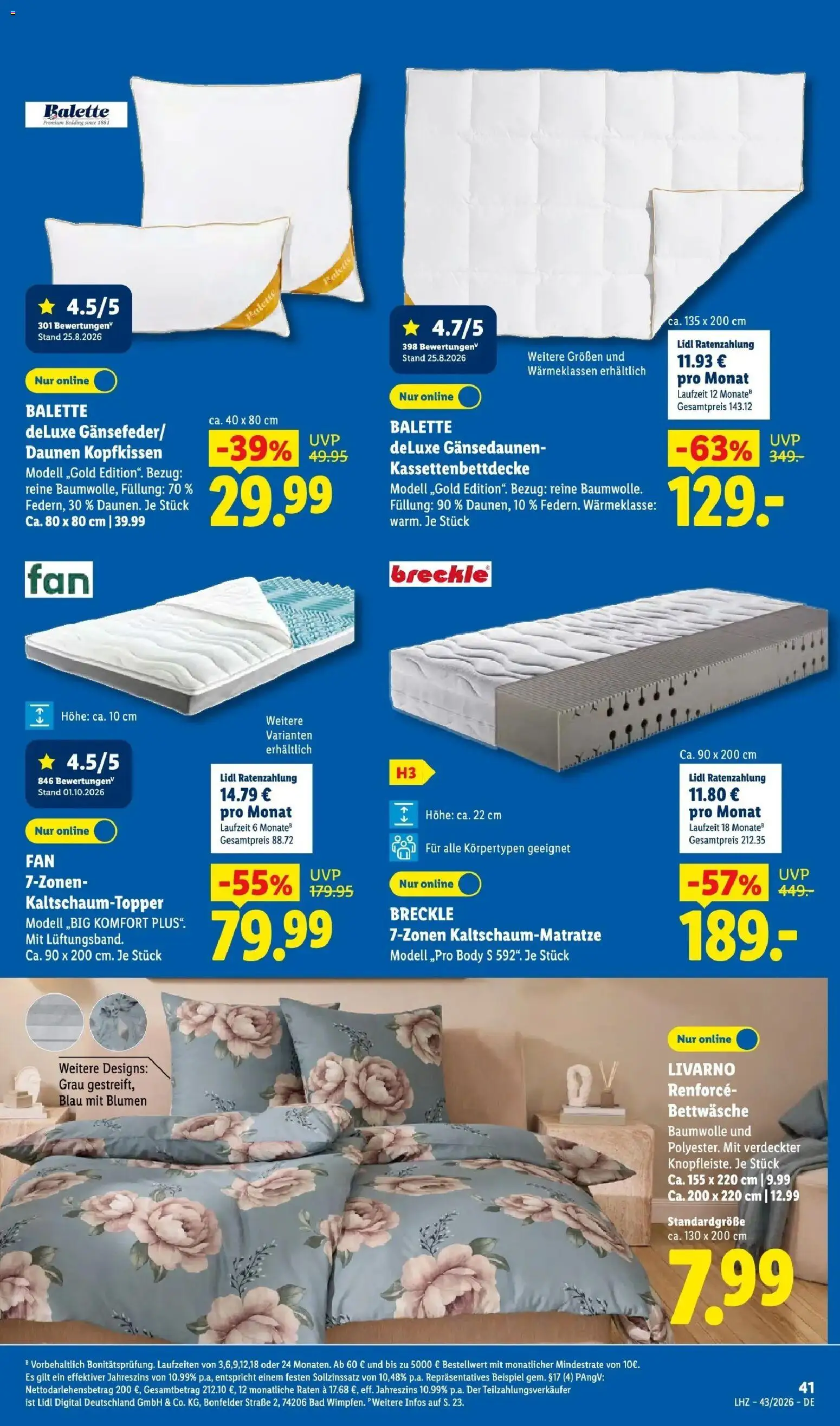 Lidl Prospekt Zülpich (ab 19.10.2026) zum Blättern » Angebote | Seite: 13 | Produkte: Bettwäsche, Bad, Kopfkissen, Blumen