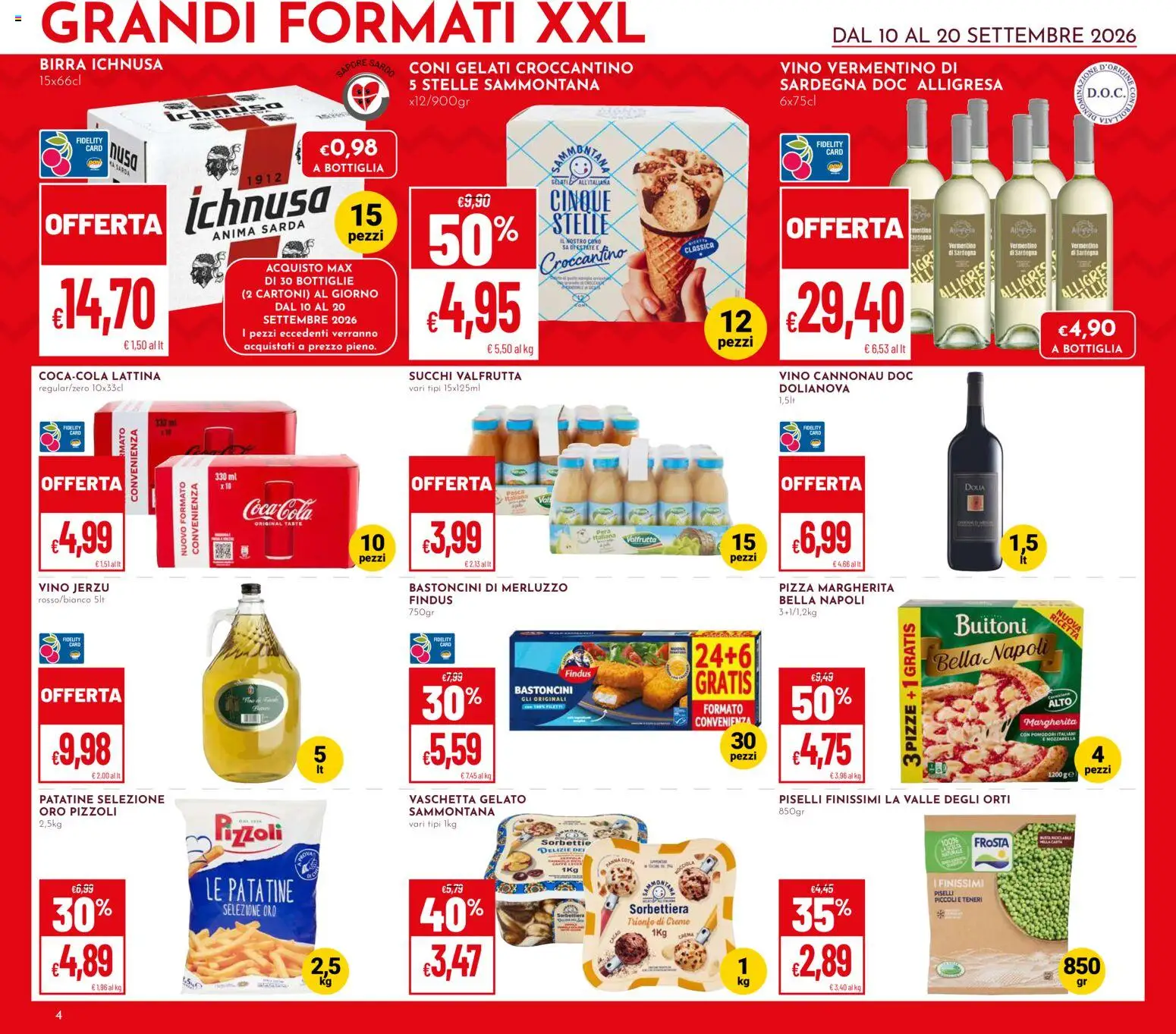 Volantino Pan del 10/09/2026 | Pagina: 4 | Prodotti: Patatine, Gelato, Pesca, Coca Cola