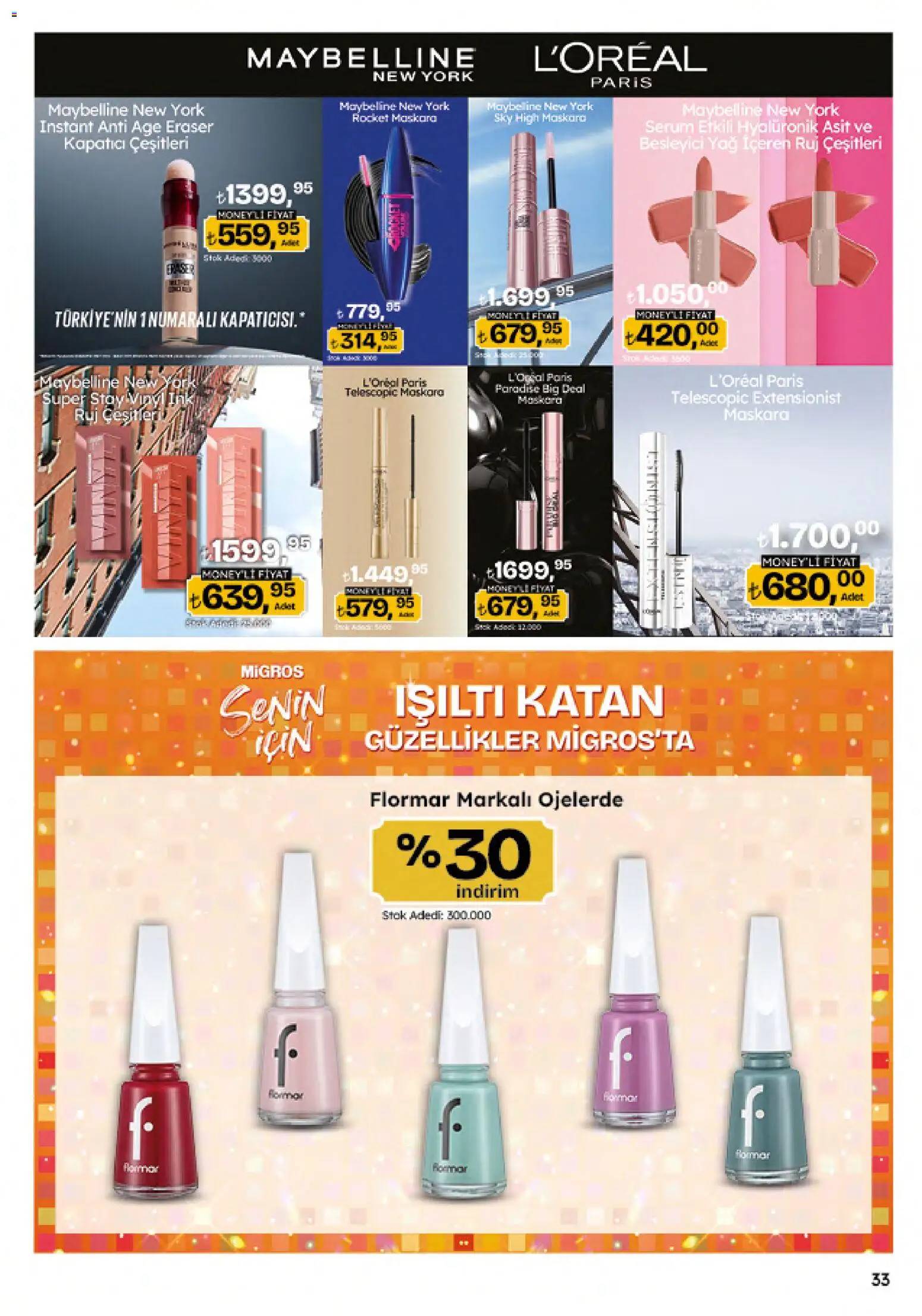 Migros Katalog - 5M Migroskop Dijital - 04.06.2026 tarihinden itibaren geçerlidir | Sayfa: 33 | Ürünler: Ruj, Kapatıcı, Yağ