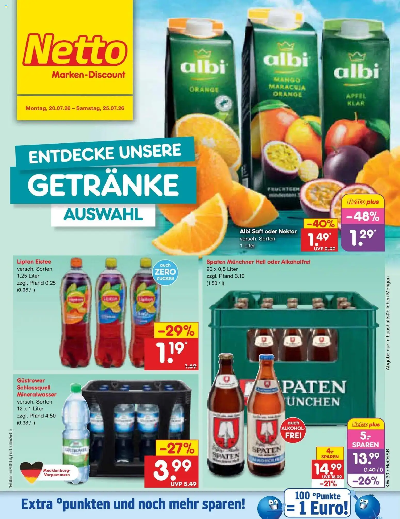 Netto Marken-Discount Prospekt Kröpelin – gültig ab 20.07.2026 | Seite: 52 | Produkte: Äpfel, Mineralwasser, Zucker, Mango