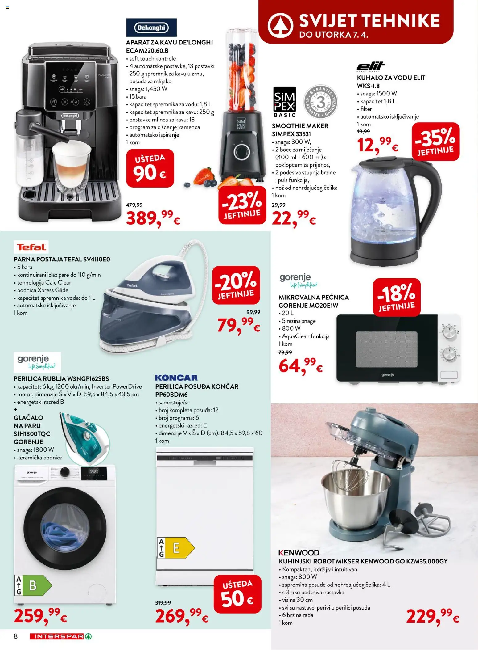 Interspar katalog | vrijedi od 04.03.2026 | Stranica: 8 | Proizvodi: Aparat za kavu, Mikser, Robot, Mikrovalna pećnica