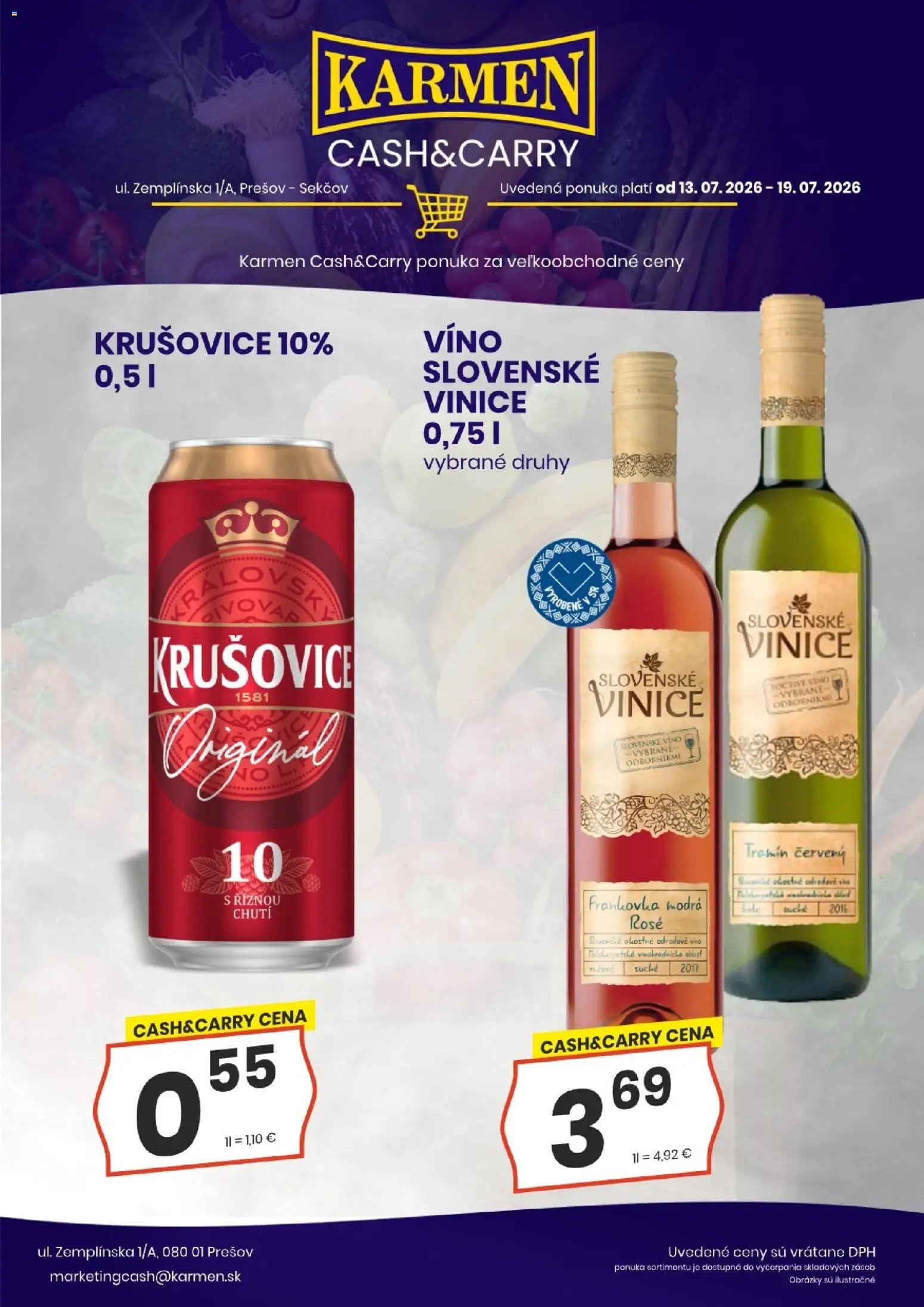 Nové KARMEN CBA akcie – leták je platný od 13.07.2026 | Strana: 2 | Produkty: Víno, Krušovice