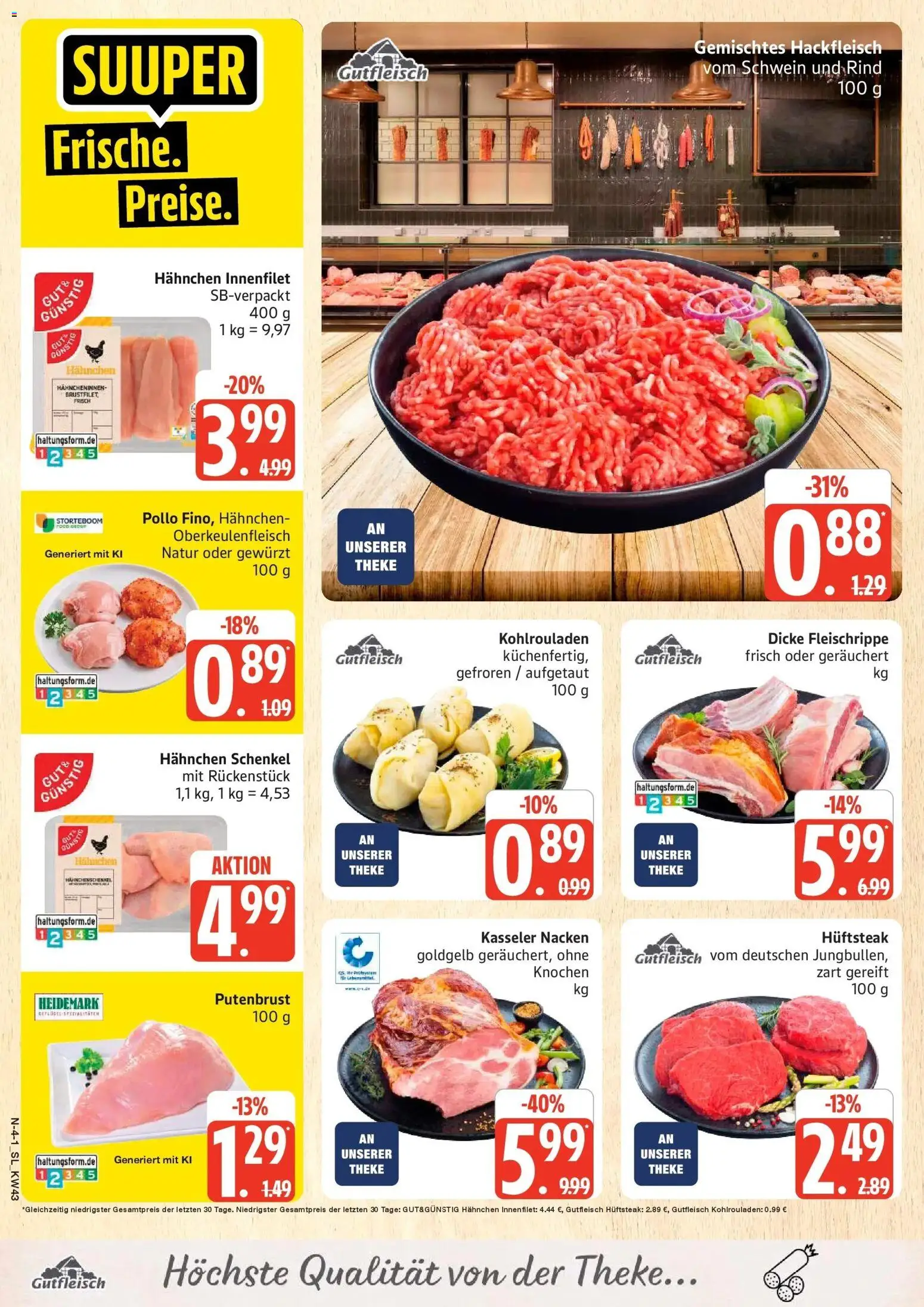 Edeka Prospekt Schleswig (ab 19.10.2026) » Angebote Online | Seite: 4 | Produkte: Hahnchen, Theke, Kasseler nacken, Hackfleisch
