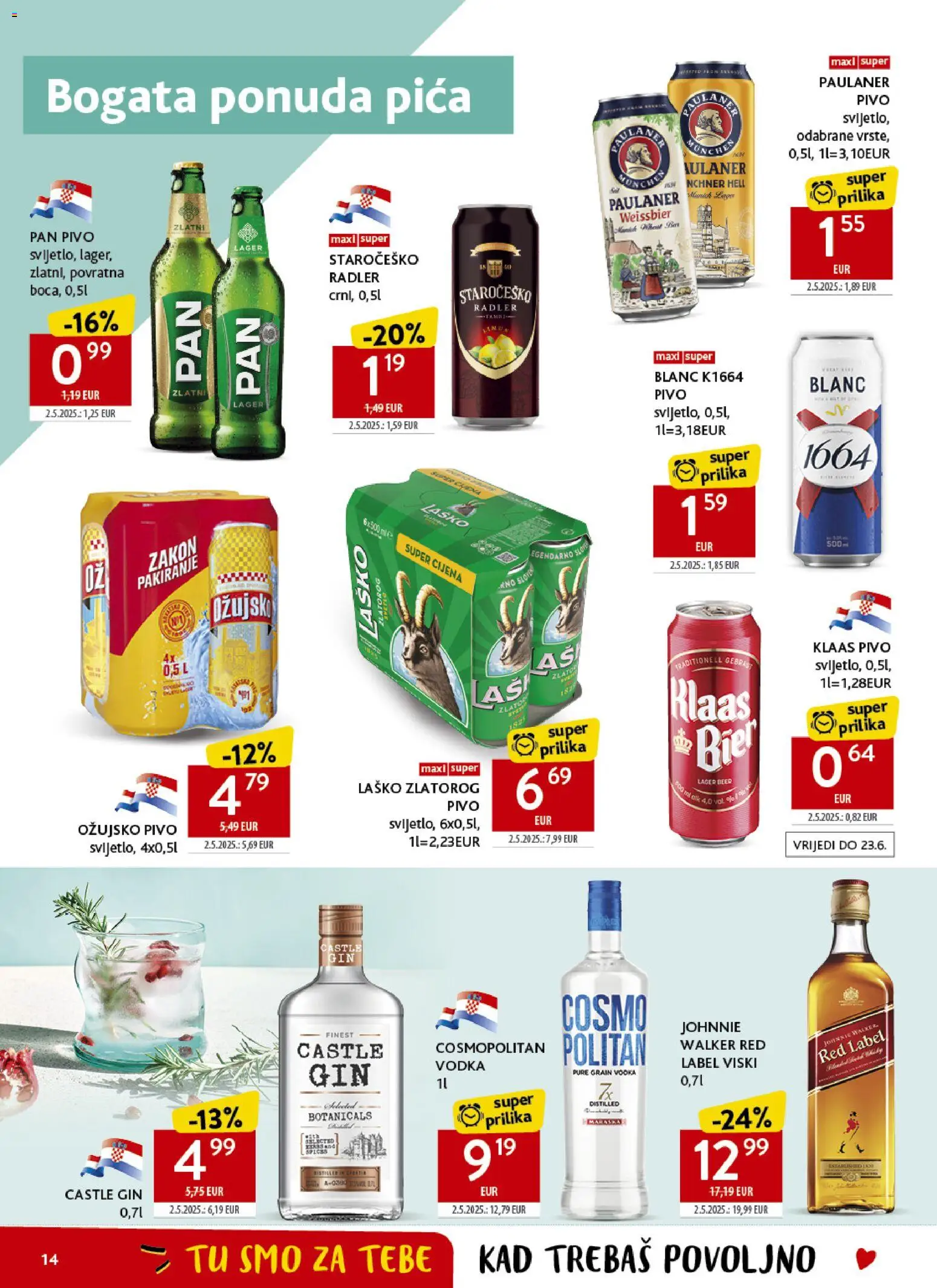 Konzum HR akciós ujság - amely érvényes a következő dátumtól: 10.06.2026 | Oldal: 14 | Termékek: Radler, Gin, Vodka